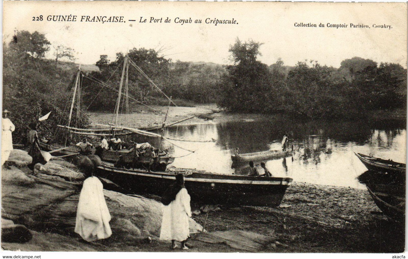 PC COYAB LE PORT AU CREPUSCULE ETHNIC TYPES GRENCH GUINEA (a29187) - Guinée Française