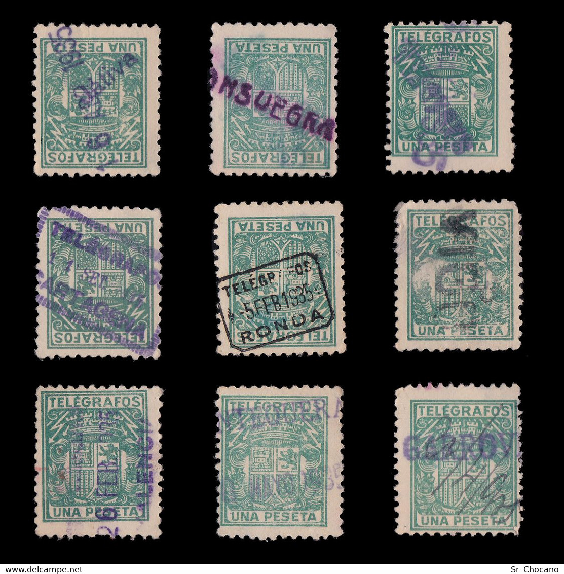 TELÉGRAFOS.1932-33.Escudo España.1p.LOTE 9 Fechador.Edifil 73. - Télégraphe