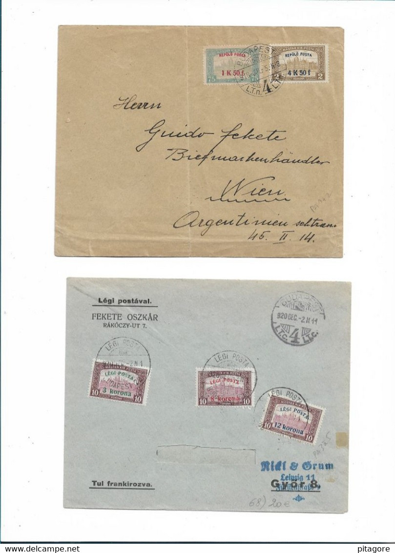 2 Belles Lettres  De Hongrie ( Timbres Postes Aérienne ) N: 1/2 - 3/5 - Postmark Collection