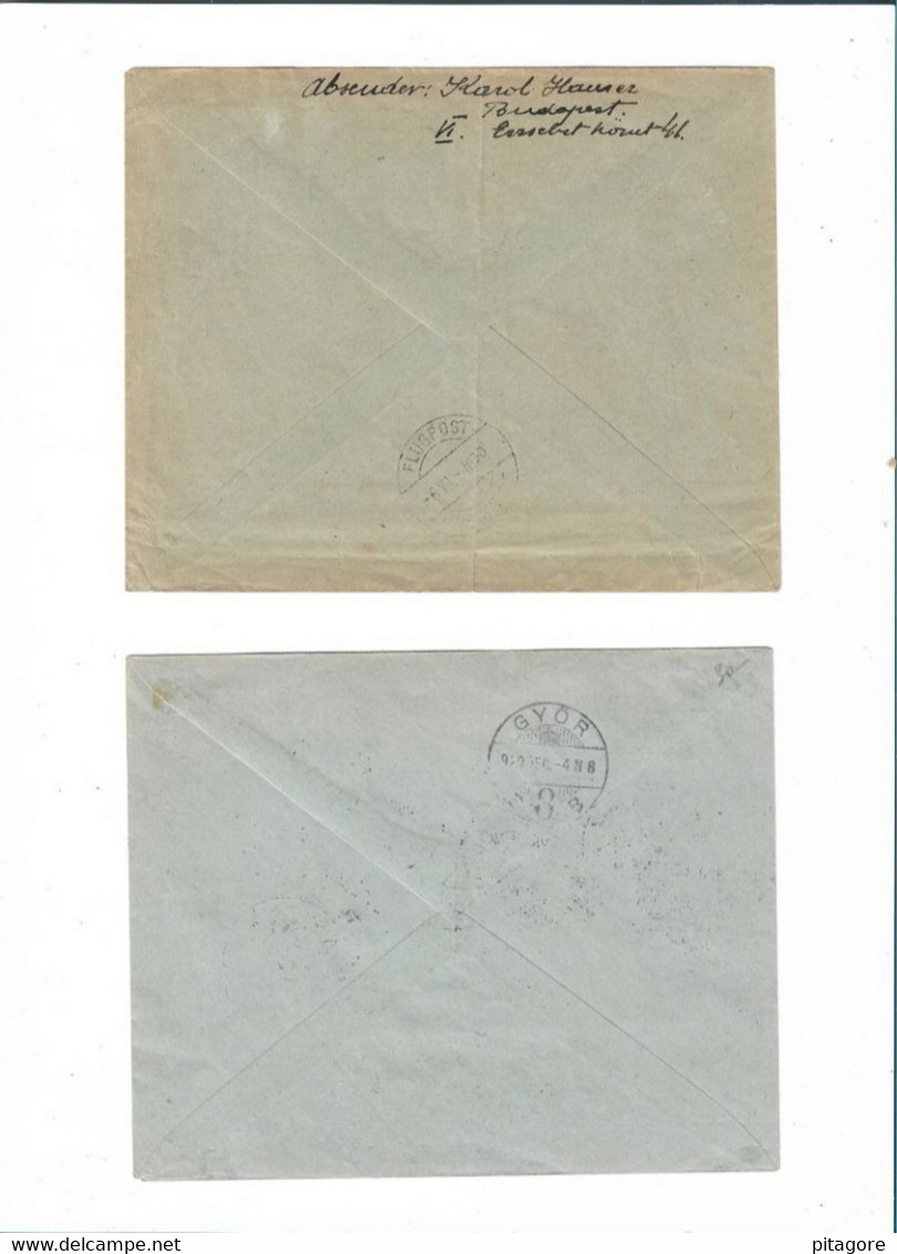 2 Belles Lettres  De Hongrie ( Timbres Postes Aérienne ) N: 1/2 - 3/5 - Marcophilie