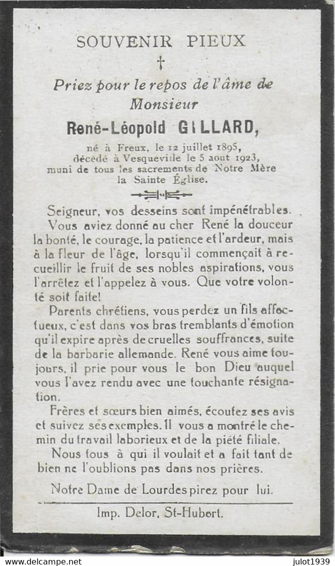 VESQUEVILLE ..-- Mr René GILLARD , Né En 1895 à FREUX , Décédé En 1923 . - Saint-Hubert