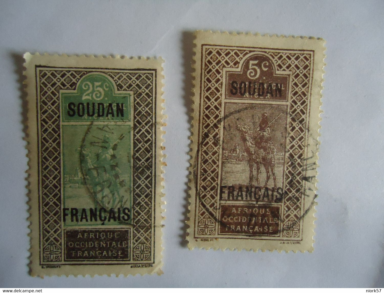 SUDAN  FRANCE  COLONIES USED 2  STAMPS CAMEL  WITH POSTMARK - Altri & Non Classificati