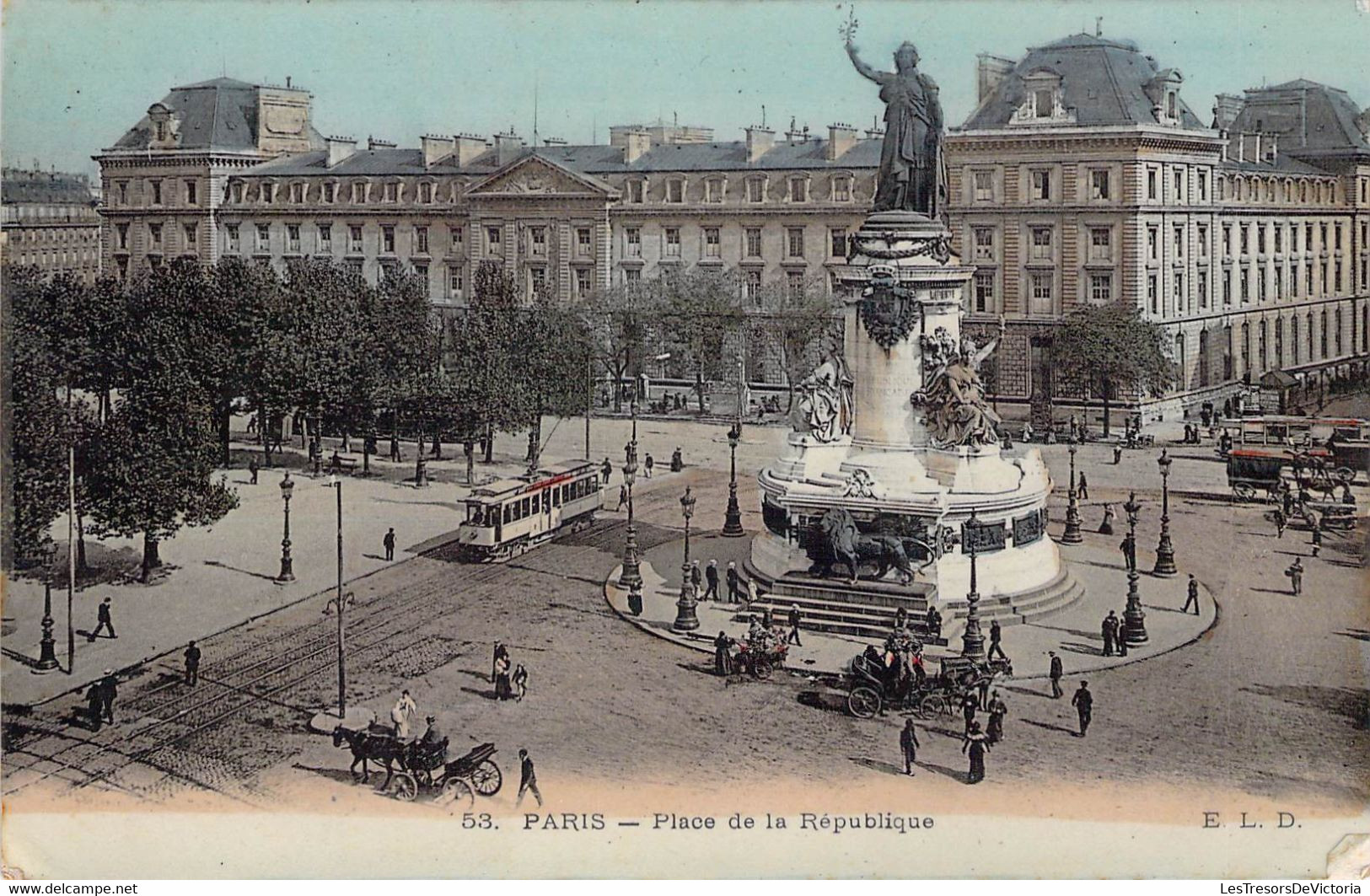 CPA France - Paris - Place De La République - E. L. D. Edit. - Oblitérée 1906 - Colorisée - Glacée - Statue - Monument - Plazas