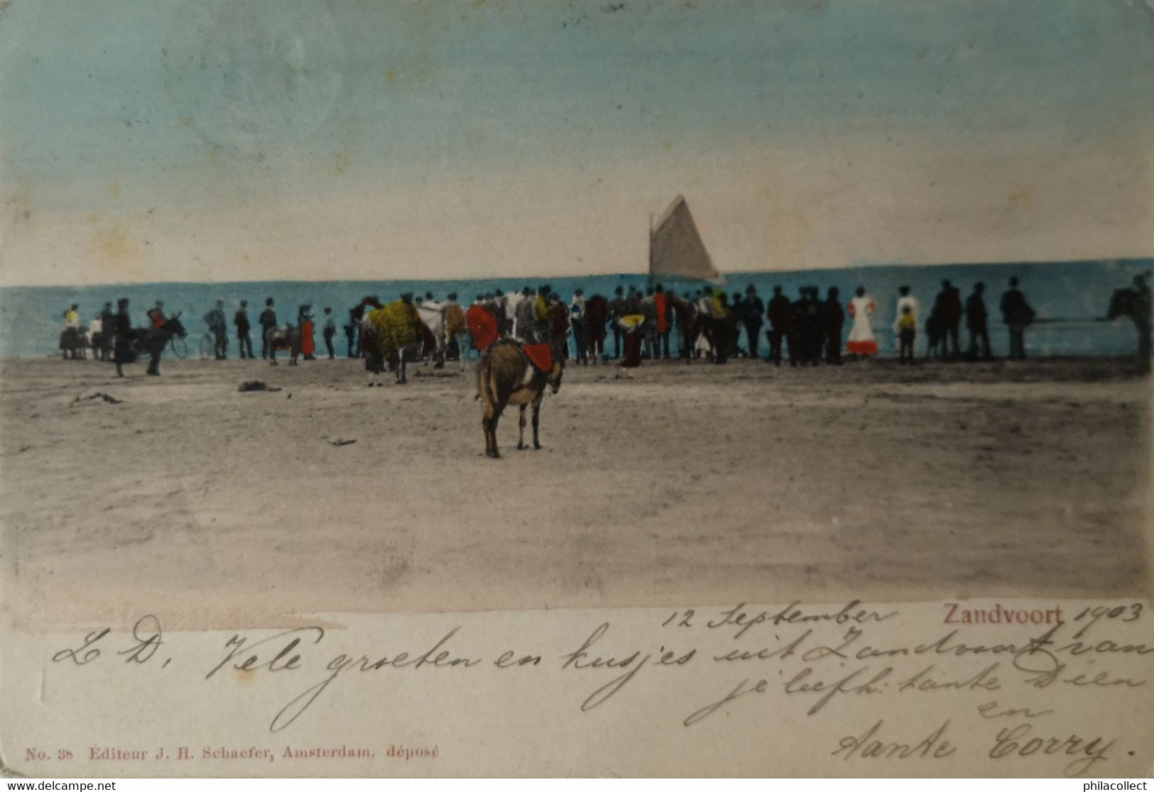 Zandvoort // Niet Standaard Strandgezicht 1903 Mer Klein Rond Stempel - Zandvoort