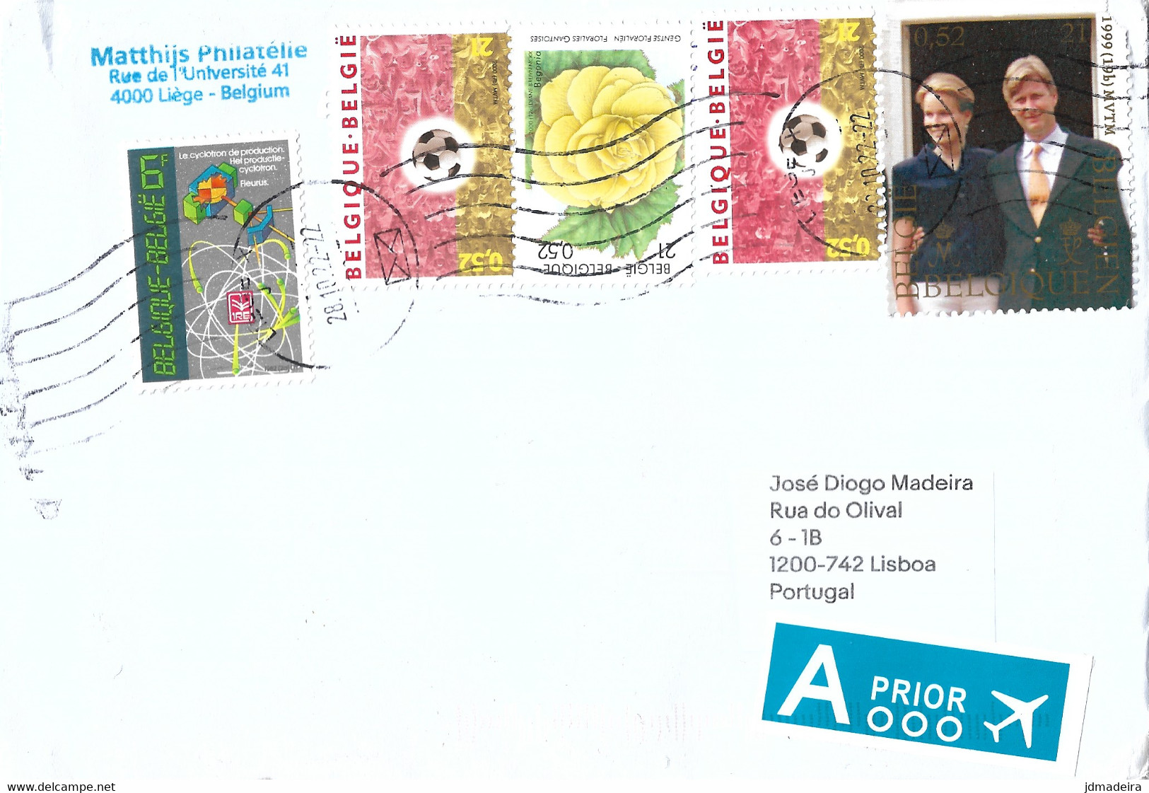 Belgique Cover To Portugal With Royals Stamp - Brieven En Documenten