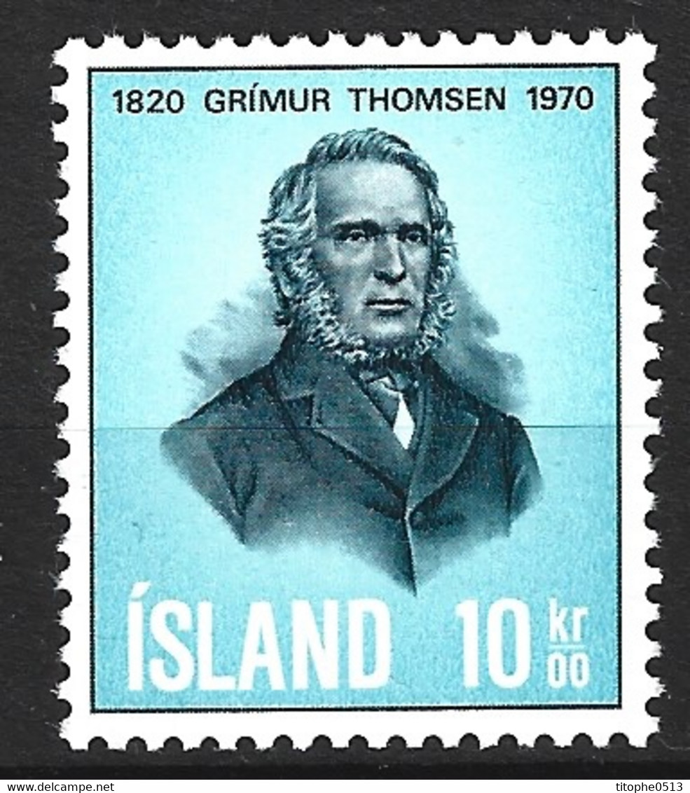 ISLANDE. N°398 De 1970. Poète Thomsen. - Ecrivains