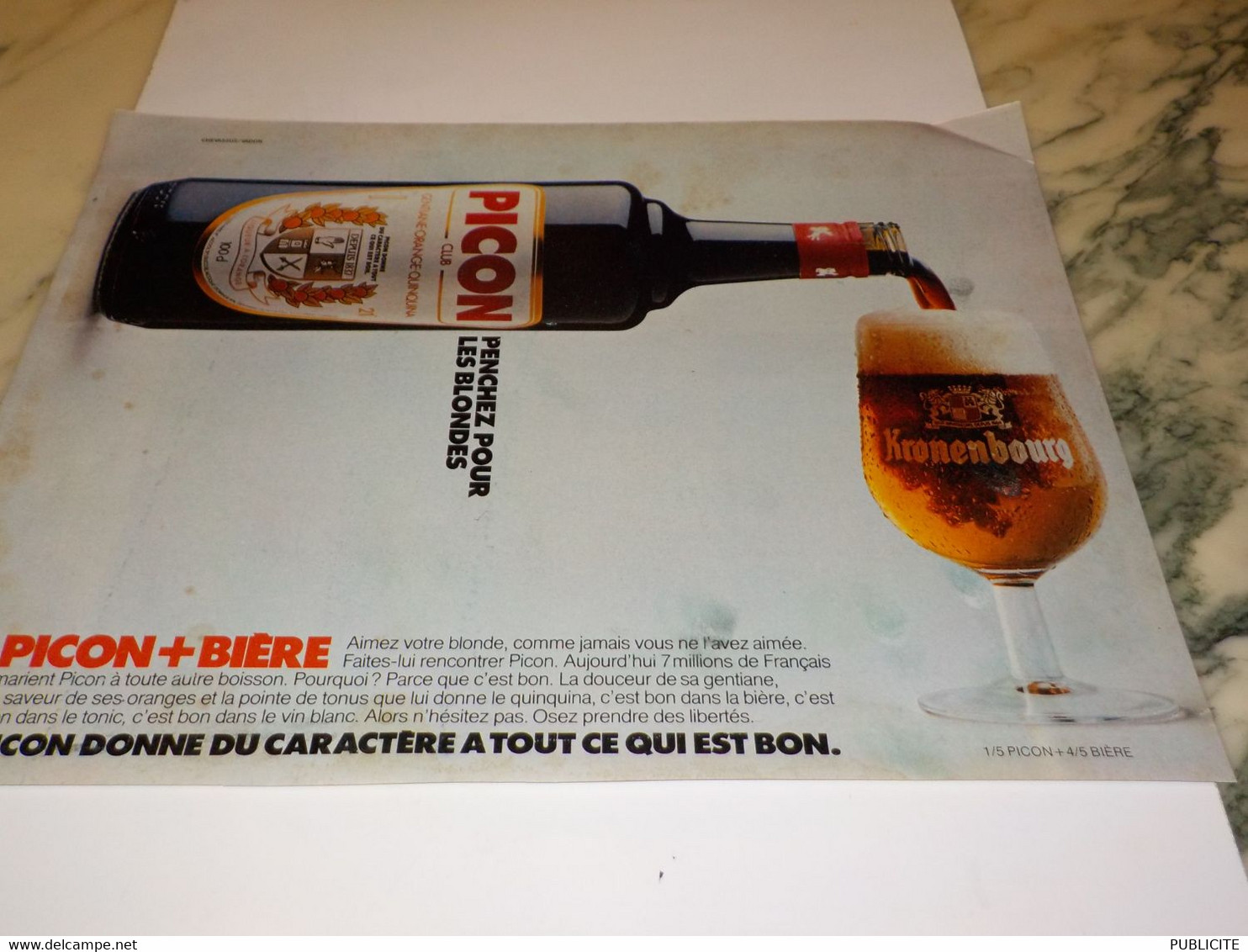 ANCIENNE  PUBLICITE PENCHEZ POUR LES BLONDES  PICON BIERE 1980 - Alcools