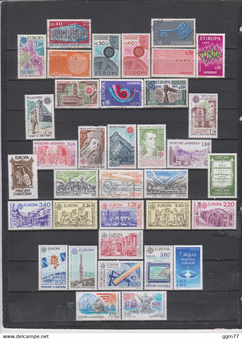 44 TIMBRES EUROPA  ANDORRE OBLITERES & NEUFS** + SANS GOMME DE 1967 à 2009 - Collezioni