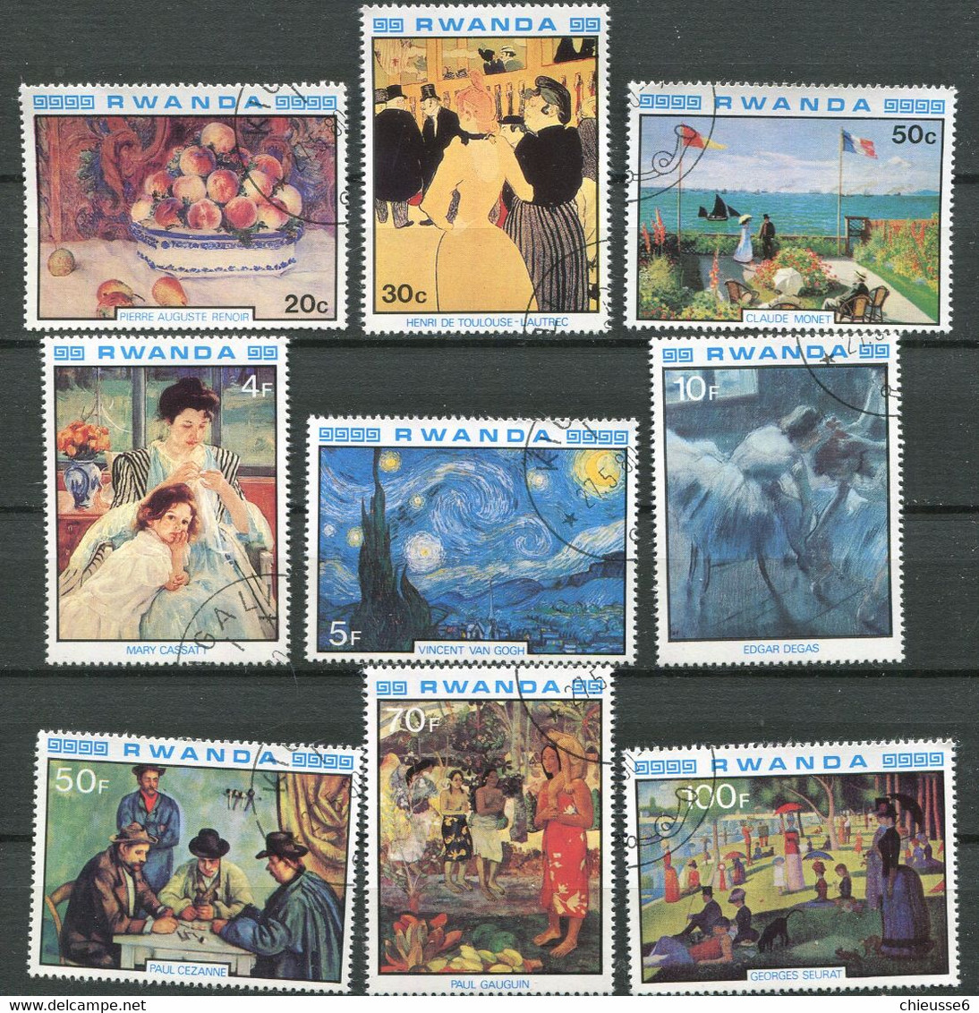 Rwanda Ob: N° 949 à 957 - "Les Impressionnistes". Tableaux - Used Stamps