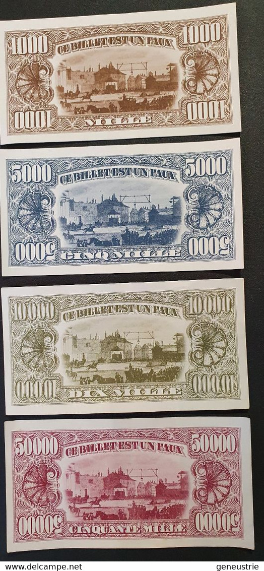 Série De 4 Billets Fantaisie Inspirés Du Dollar à Déterminer "1000 - 5000 - 10000 - 50000 - Ce Billet Est Un Faux" - Specimen