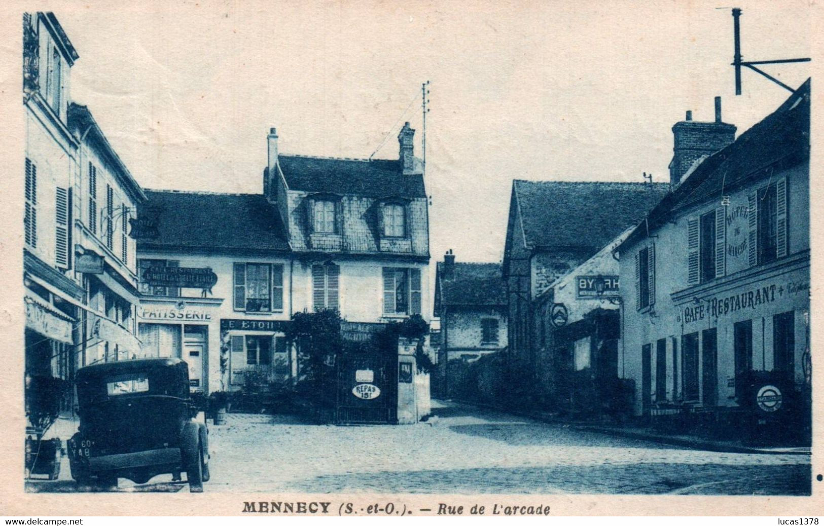 91 / MENNECY / RUE DE L ARCADE / TRES JOLI PLAN VOITURE / PUB BYRRH / RARE - Mennecy