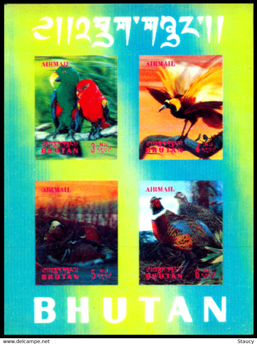 BHUTAN 1969 BIRDS - 3d  Unique Stamp Imperf, Souvenir / Miniature Sheets MNH, As Per Scan - Coucous, Touracos