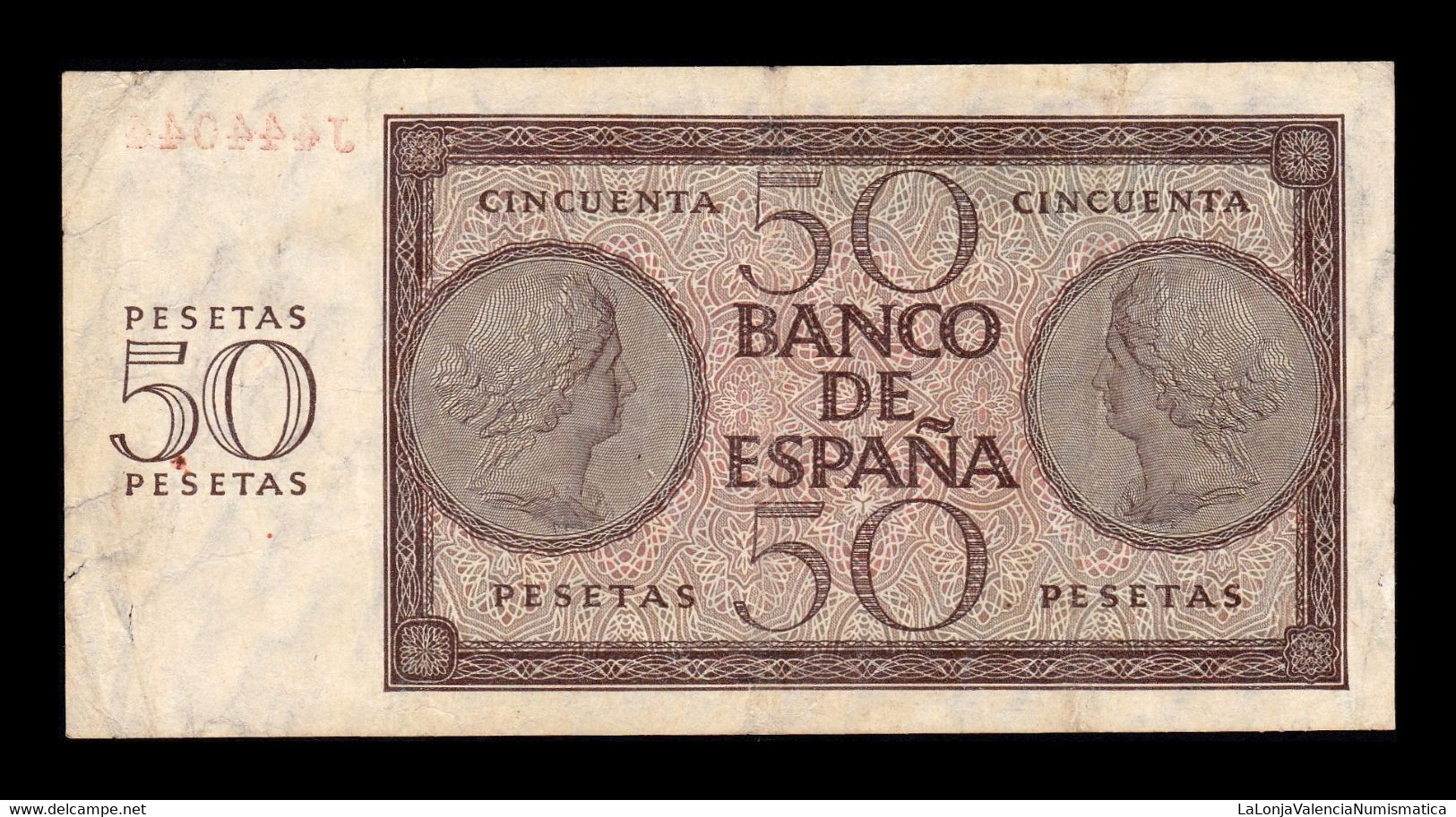 España Spain 50 Pesetas Burgos 1936 Pick 100 Serie J MBC VF - 50 Peseten