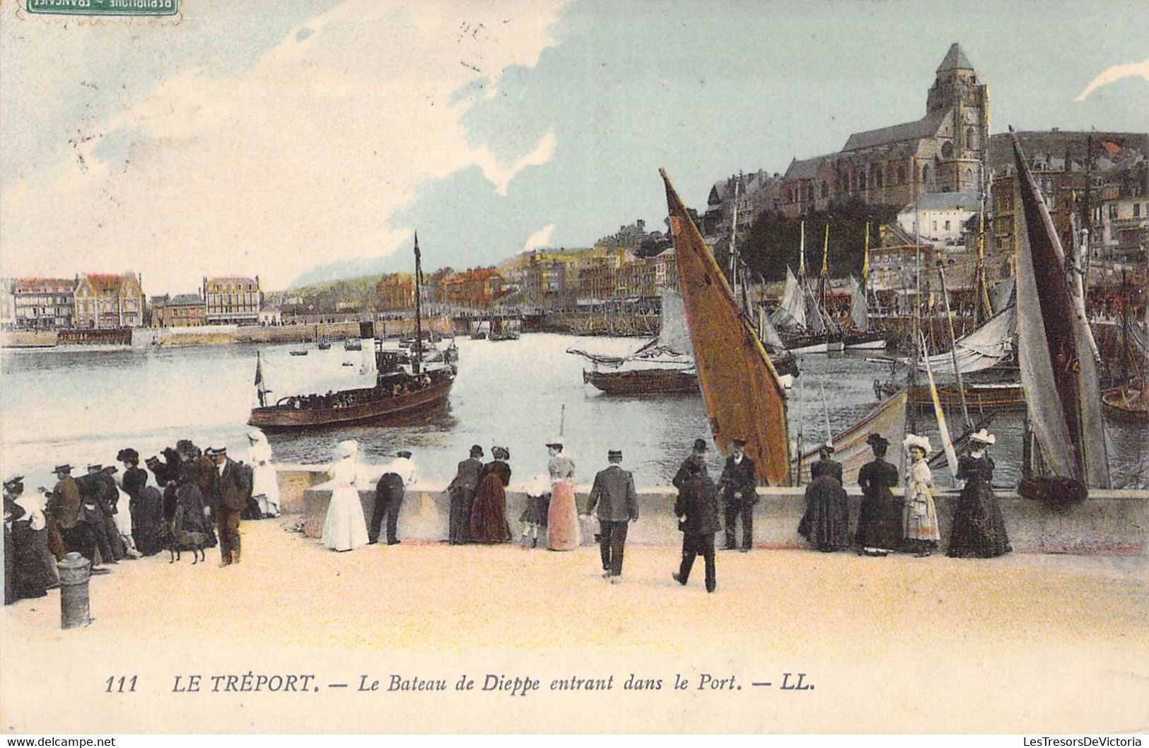 CPA France - Seine Maritime -  Le Tréport - Le Bateau De Dieppe Entrant Dans Le Port - L.L. - Colorisée - Oblitérée 1911 - Le Treport