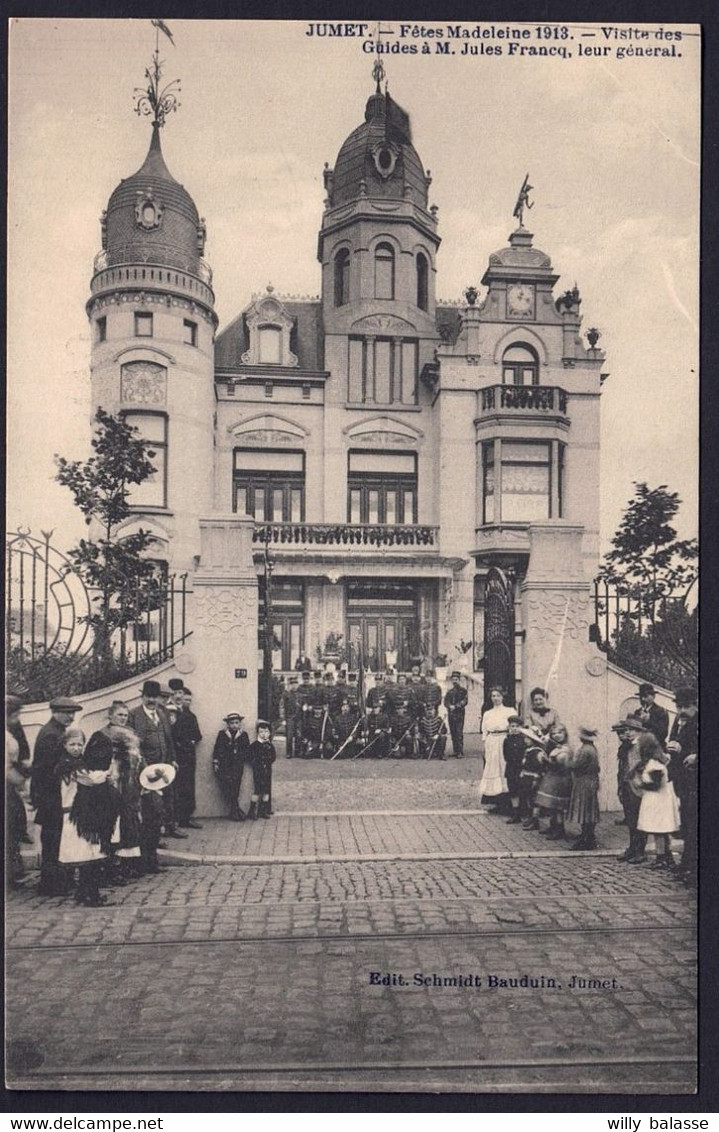 +++ CPA - JUMET - Fêtes Madeleine 1913 - Visite Des Guides à M.Jules Francq, Leur Général  // - Charleroi