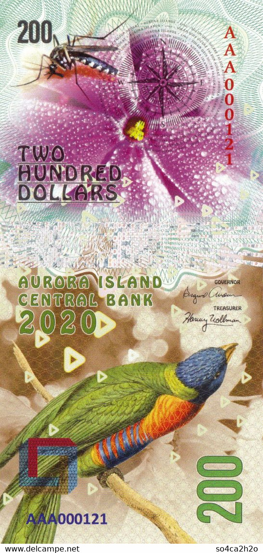 Aurora Islands 200 Dollars 2020 UNC  POLYMER  Emission Privée - Fictifs & Spécimens