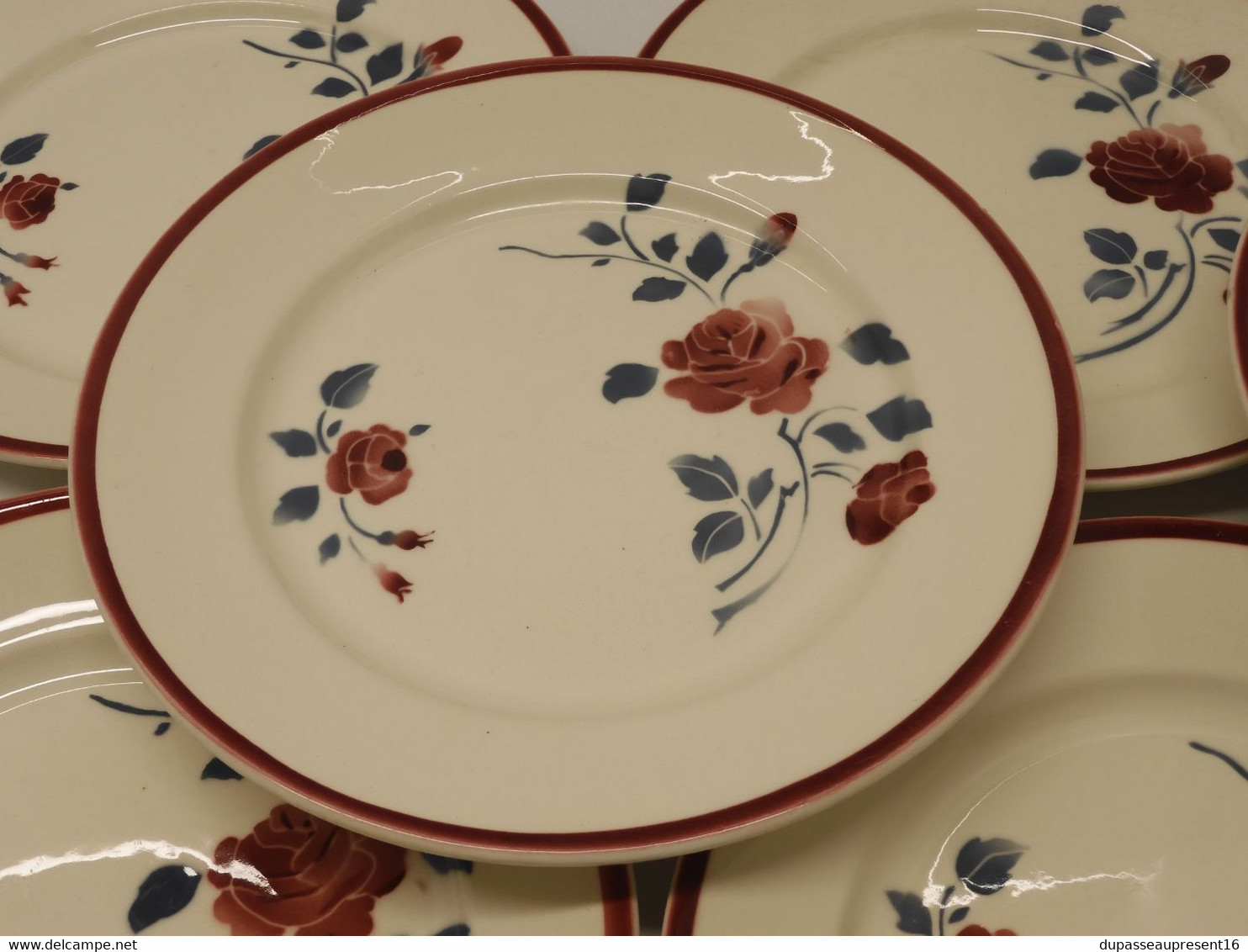 *8 ASSIETTES PLATES CERAMIQUE BADONVILLER LES ROSES COLLECTION ART De La TABLE  E - Badonviller (FRA)