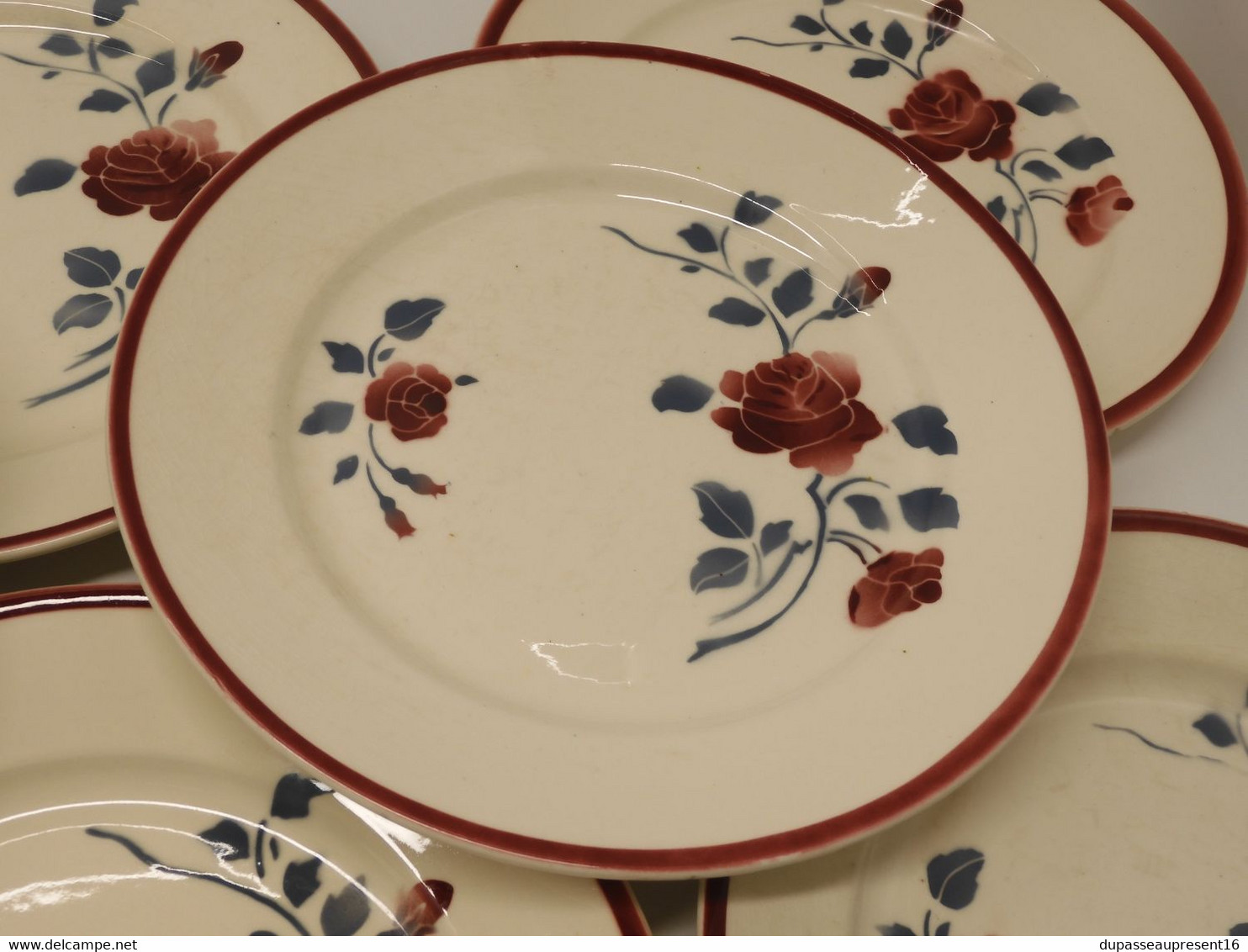 *8 ASSIETTES PLATES CERAMIQUE BADONVILLER LES ROSES COLLECTION ART De La TABLE  E - Badonviller (FRA)