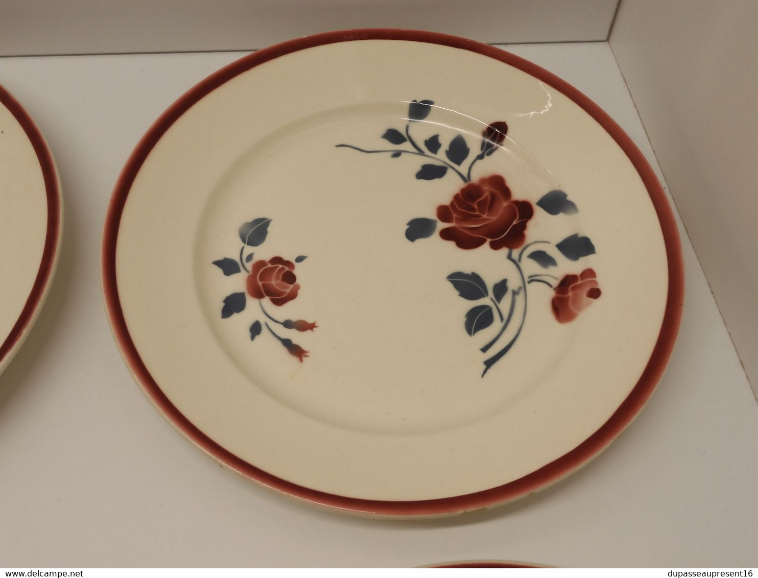 *8 ASSIETTES PLATES CERAMIQUE BADONVILLER LES ROSES COLLECTION ART de la TABLE  E