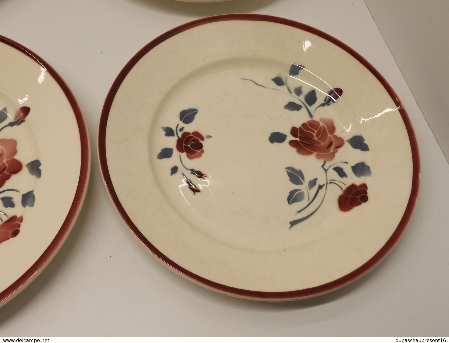 *8 ASSIETTES PLATES CERAMIQUE BADONVILLER LES ROSES COLLECTION ART de la TABLE  E