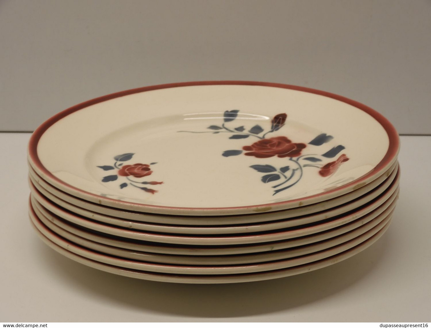 *8 ASSIETTES PLATES CERAMIQUE BADONVILLER LES ROSES COLLECTION ART de la TABLE  E