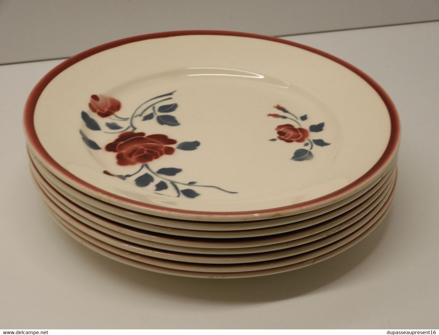 *8 ASSIETTES PLATES CERAMIQUE BADONVILLER LES ROSES COLLECTION ART de la TABLE  E