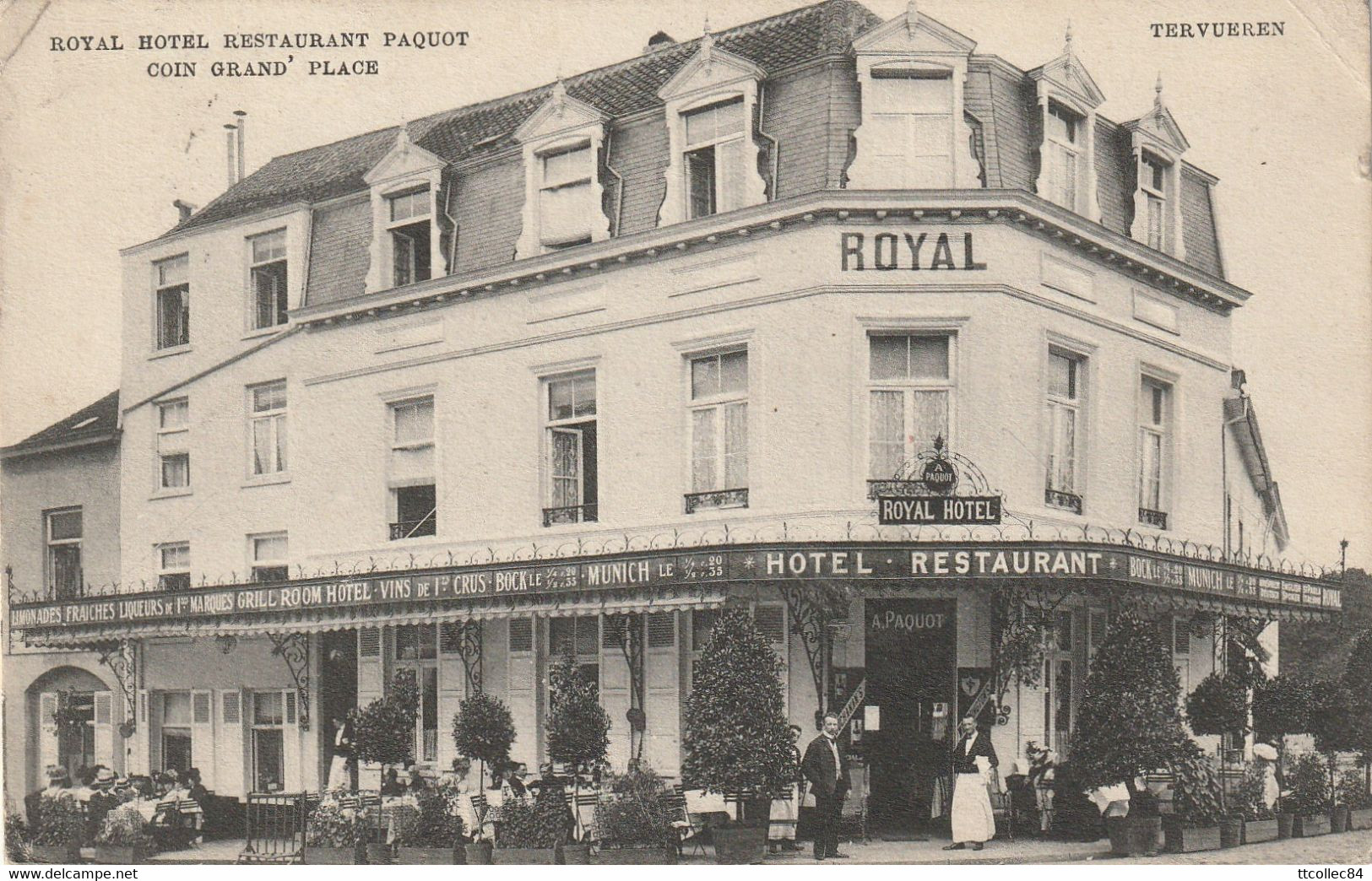 CPA-BELGIQUE-BELGIUM-TERVUEREN-TERVUREN-Royal Hôtel Restaurant Paquot-Coin Grand'place-Animée - Tervuren