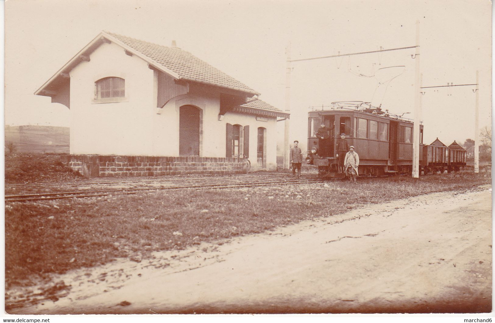 Anjoutey La Gare Carte Photo édition E Mayer N°1019 Wagon Train Tram - Otros & Sin Clasificación