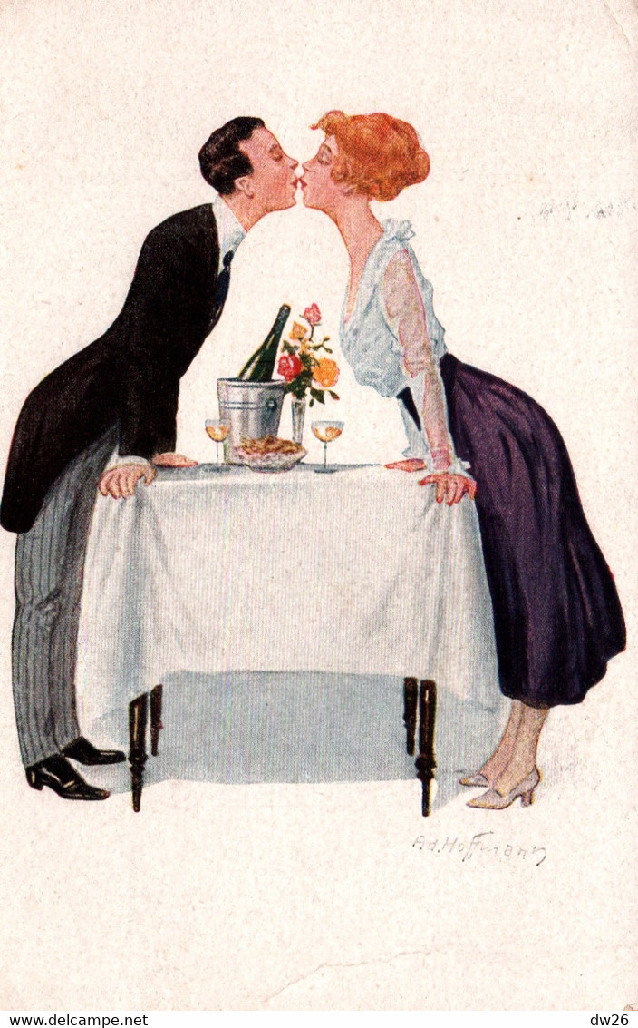 Illustration Ad. Hoffmann - Couple: Baiser Au Champagne - Carte W.S.S.B. N° 5720 Non Circulée - Hoffmann, Ad.