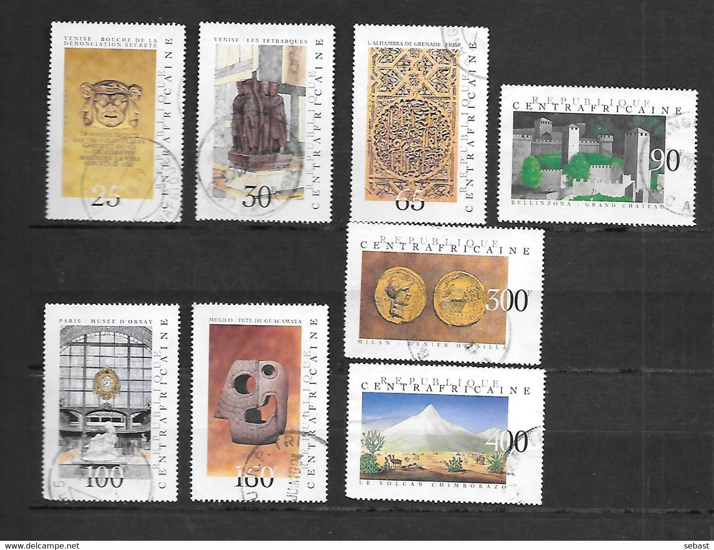 TIMBRE OBLITERE AVEC CACHET POSTAL DE CENTRAFRIQUE DE 1994 N° MICHEL 1588/89 1591/93 1596 1600/01 - Repubblica Centroafricana