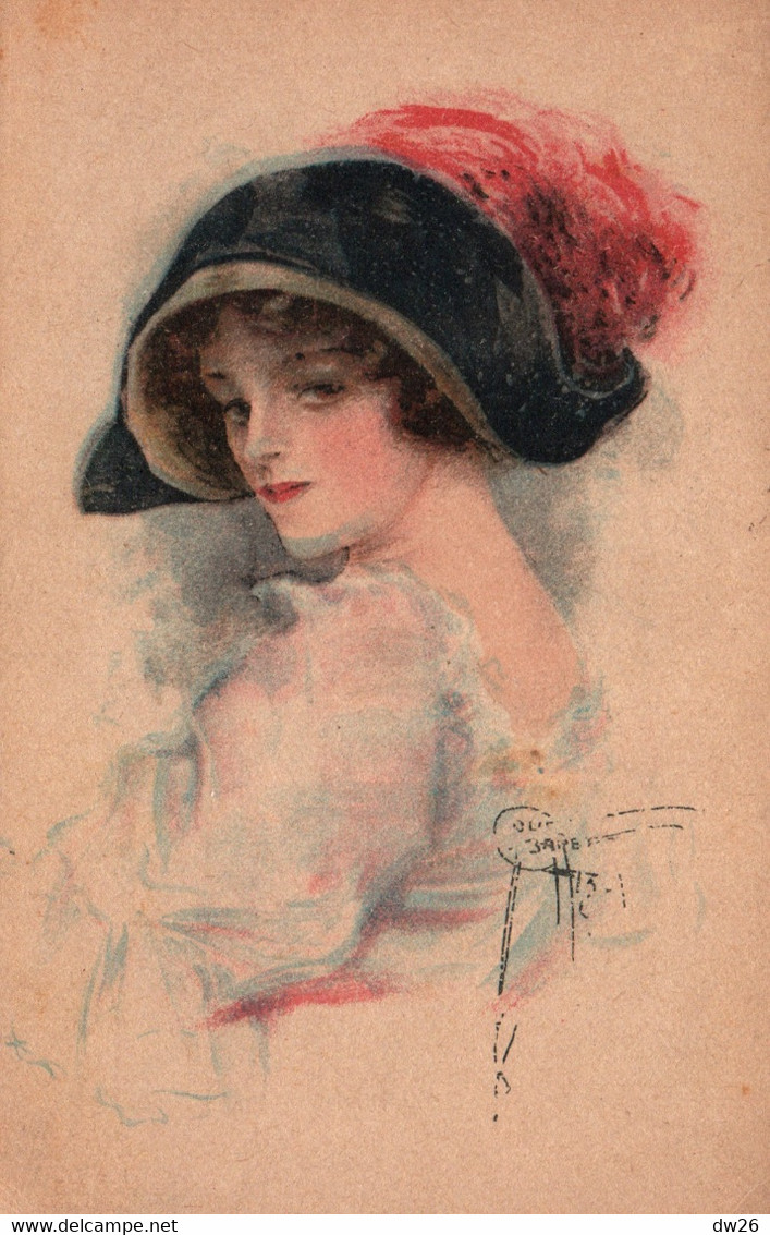 Illustration Court Barber - Jeune Femme Au Chapeau - Publicité:Dames En Heeren-Kleermakerij - Carte N° 5556 Non Circulée - Barber, Court