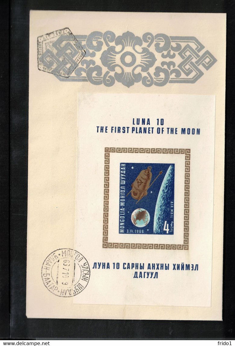 Mongolia 1966 Space / Raumfahrt  LUNA 10 Block FDC - Asie