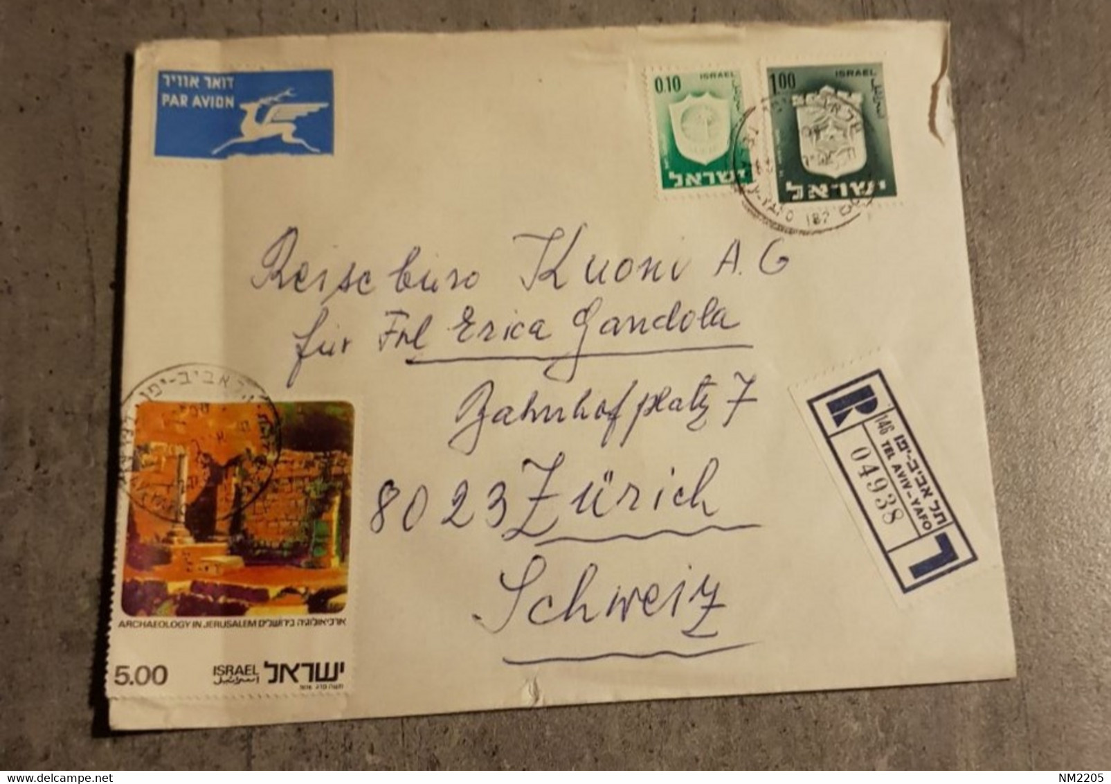 ISRAEL REGISTERED LETTER ENVELOPPE COVER CIRCULED SEND TO ZURICH - Luftpost