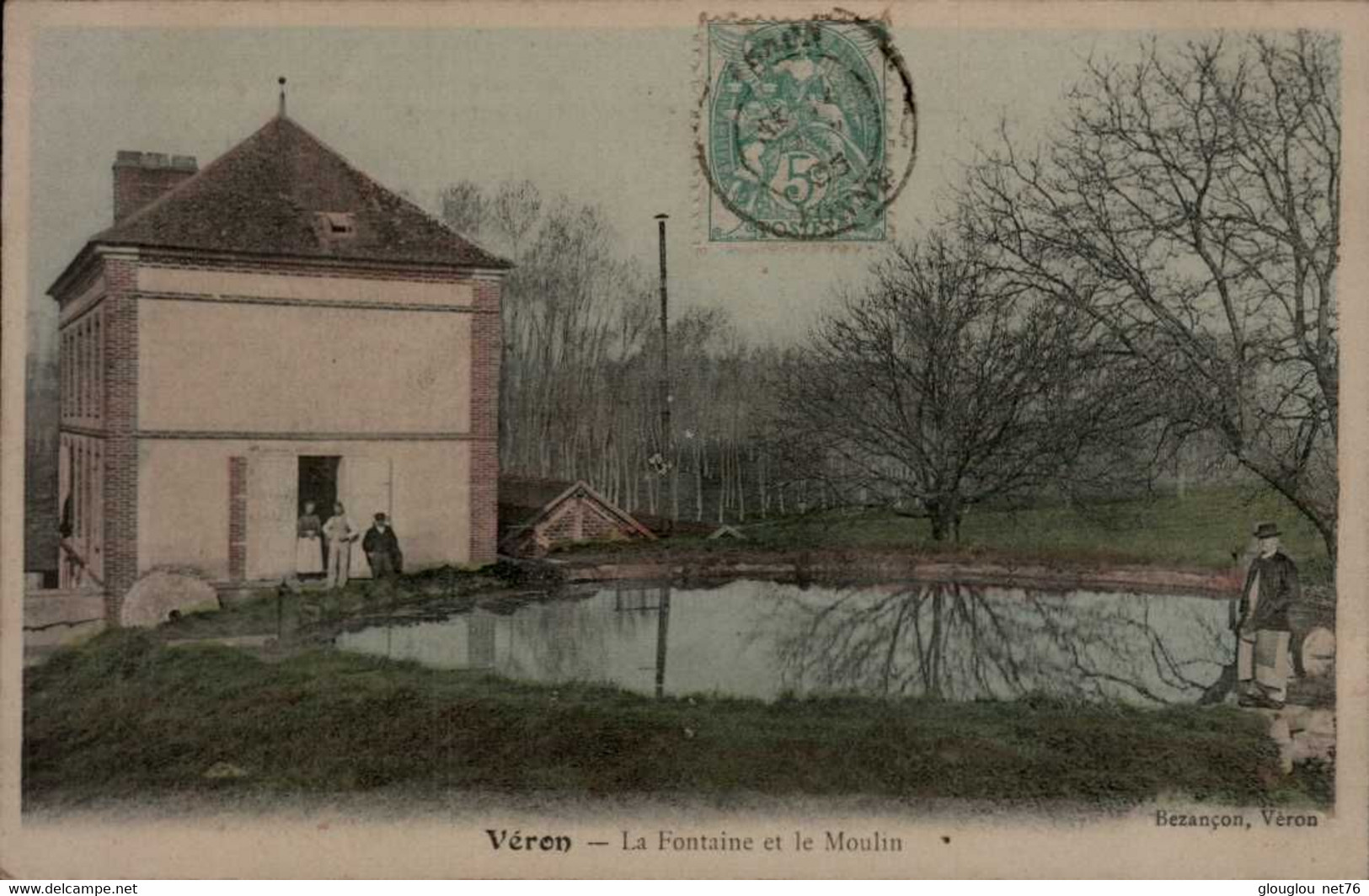 89-VERON...LA FONTAINE ET LE MOULIN...CPA ANIMEE - Veron