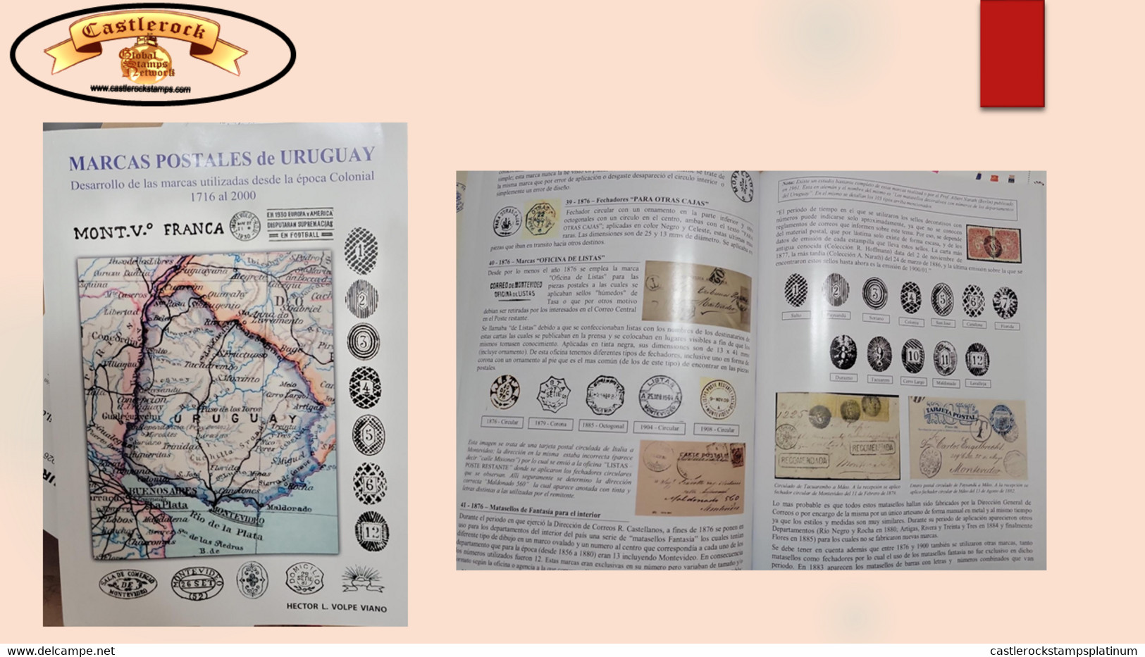 RO) 2019 URUGUAY, BOOK POSTAL MARKS OF URUGUAY, MARKS USED SINCE THE COLONIAL PERIOD, 1716-2000, 109 Pages, SPANISH - Andere & Zonder Classificatie