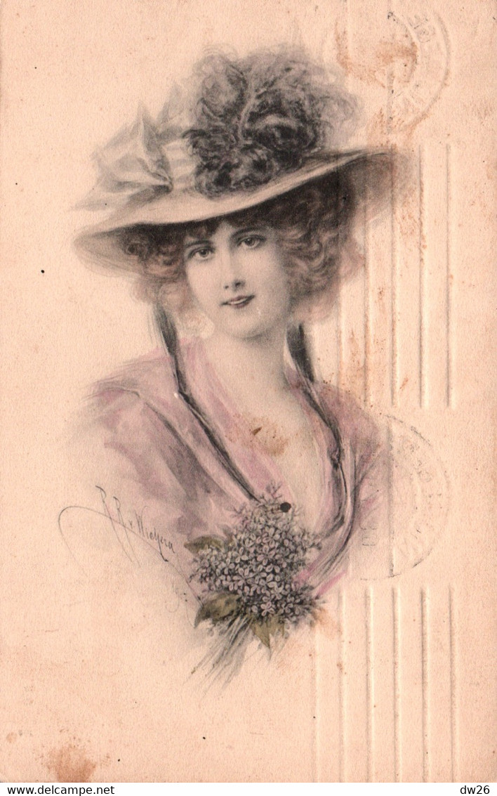 Illustration R.R. Von Wichera - Femme Au Chapeau - Carte N° 026 - Wichera