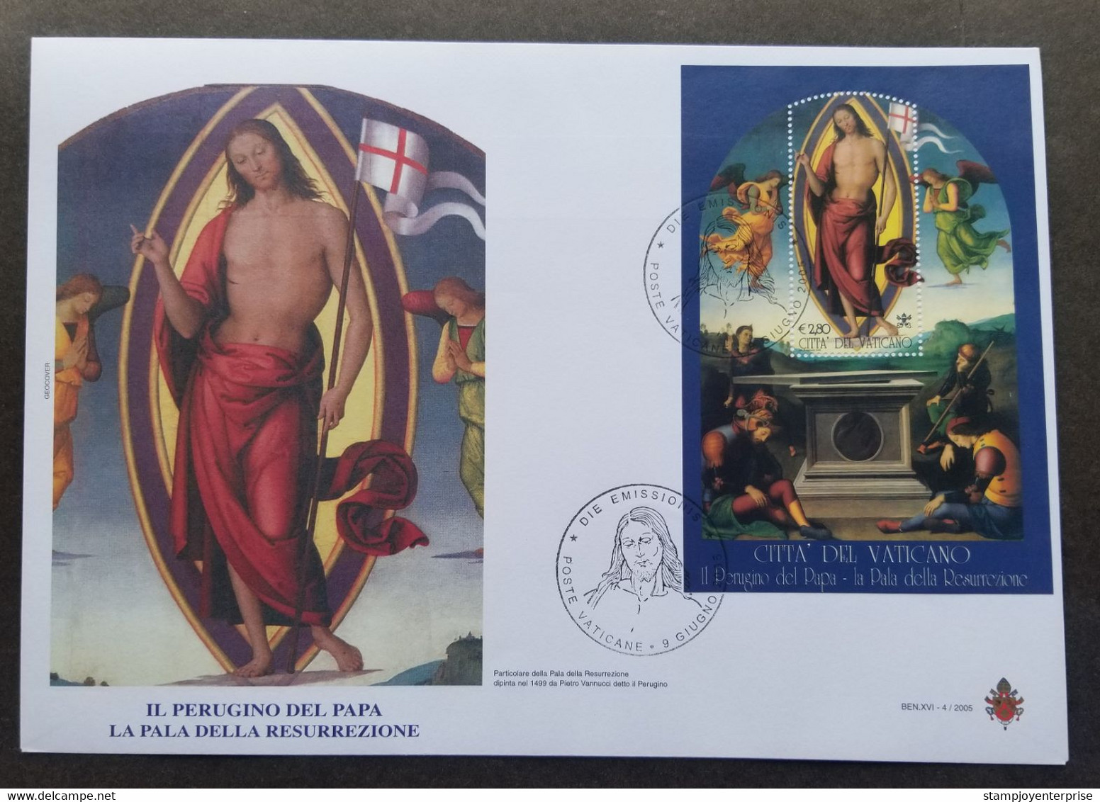 Vatican Altarpiece Of The Resurrection By Perugino 2005 (FDC) - Lettres & Documents