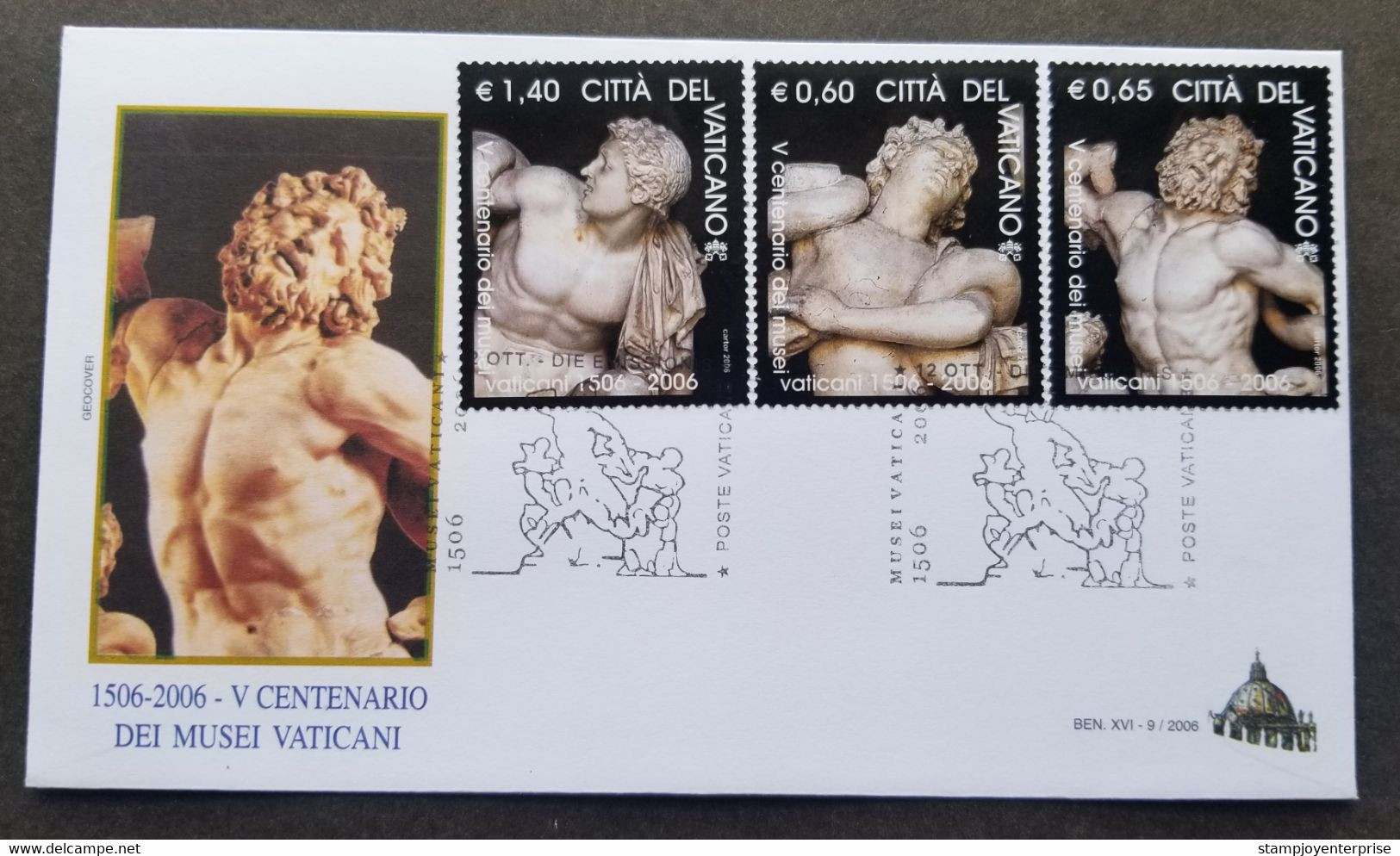 Vatican 500th Anniversary Museums 2006 Sculptures (FDC) *embossed Effect *unusual - Lettres & Documents