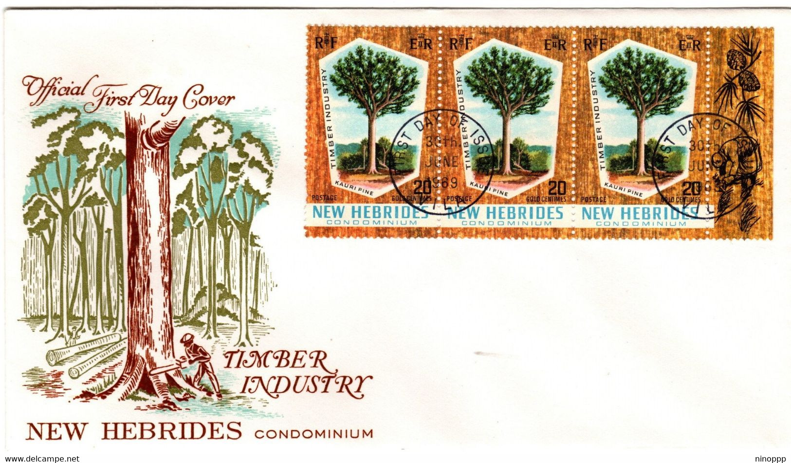 New Hebrides 1969 Timber Industry, First Day Cover - FDC