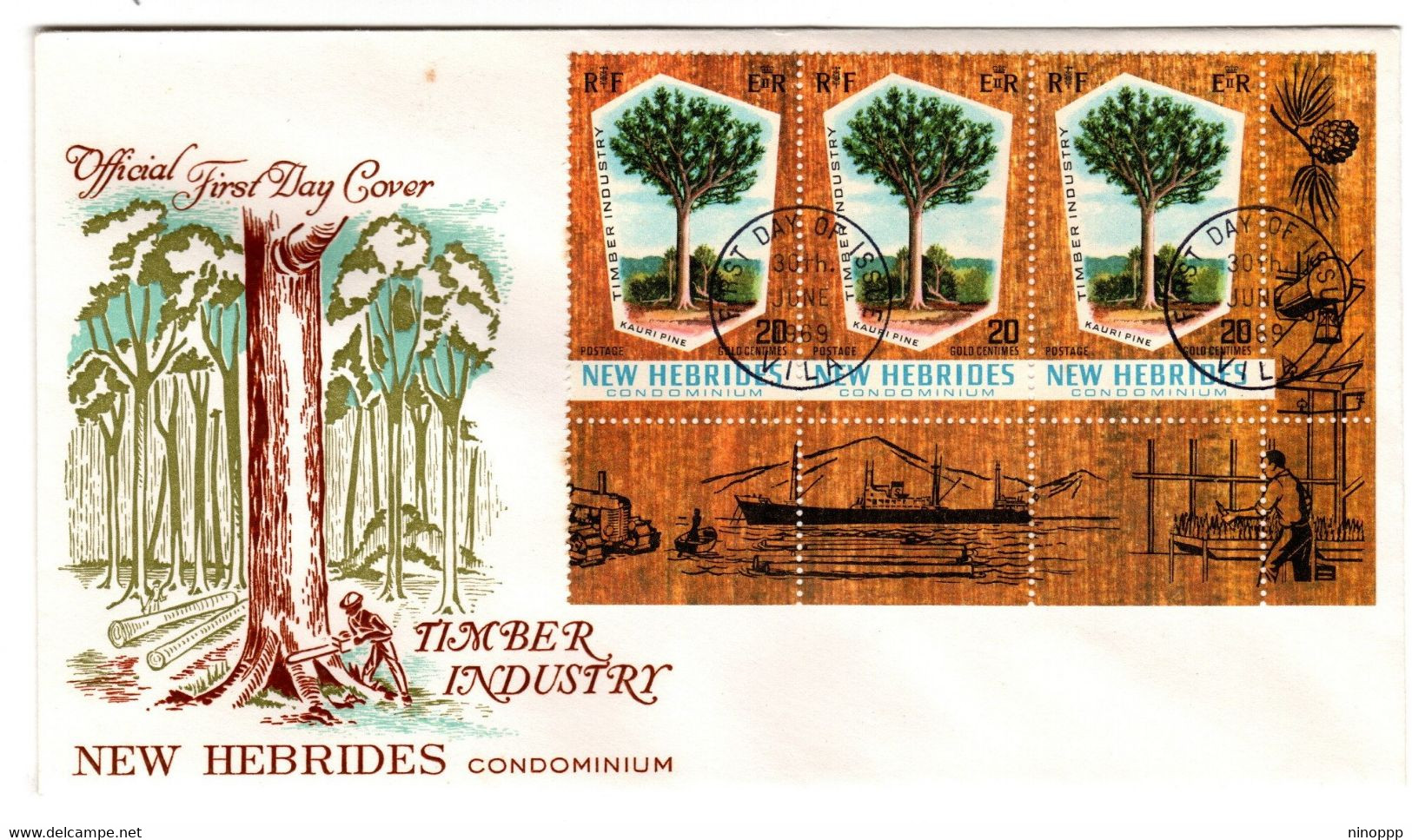 New Hebrides 1969 Timber Industry, First Day Cover - FDC