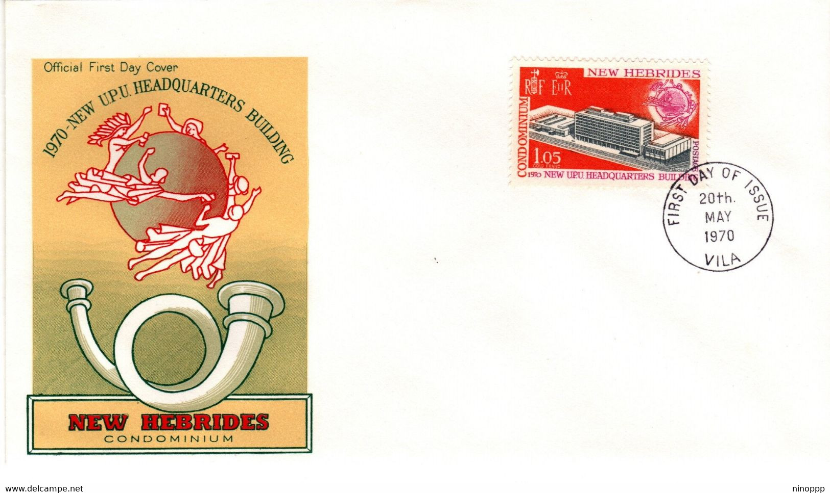 New Hebrides 1970 New UPU Headquarters Building, First Day Cover - FDC