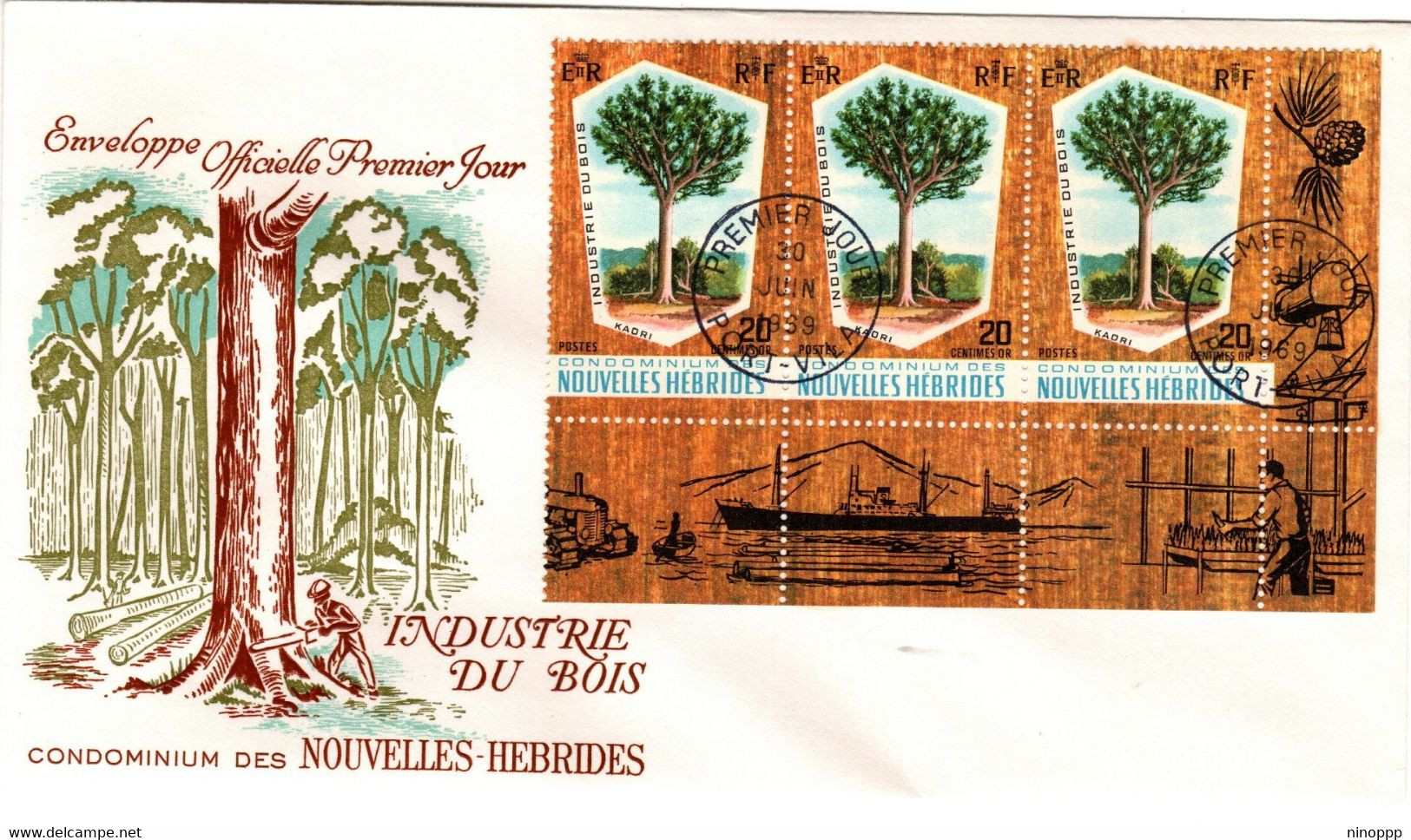 New Hebrides French 1969 Timber Industry, First Day Cover - FDC