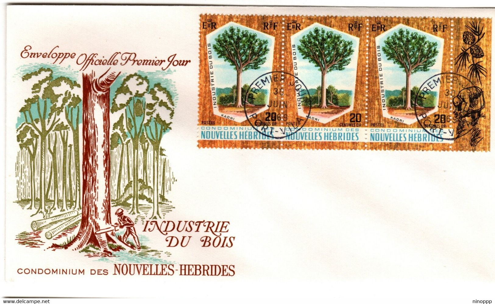 New Hebrides French1969 Timber Industry, First Day Cover - FDC