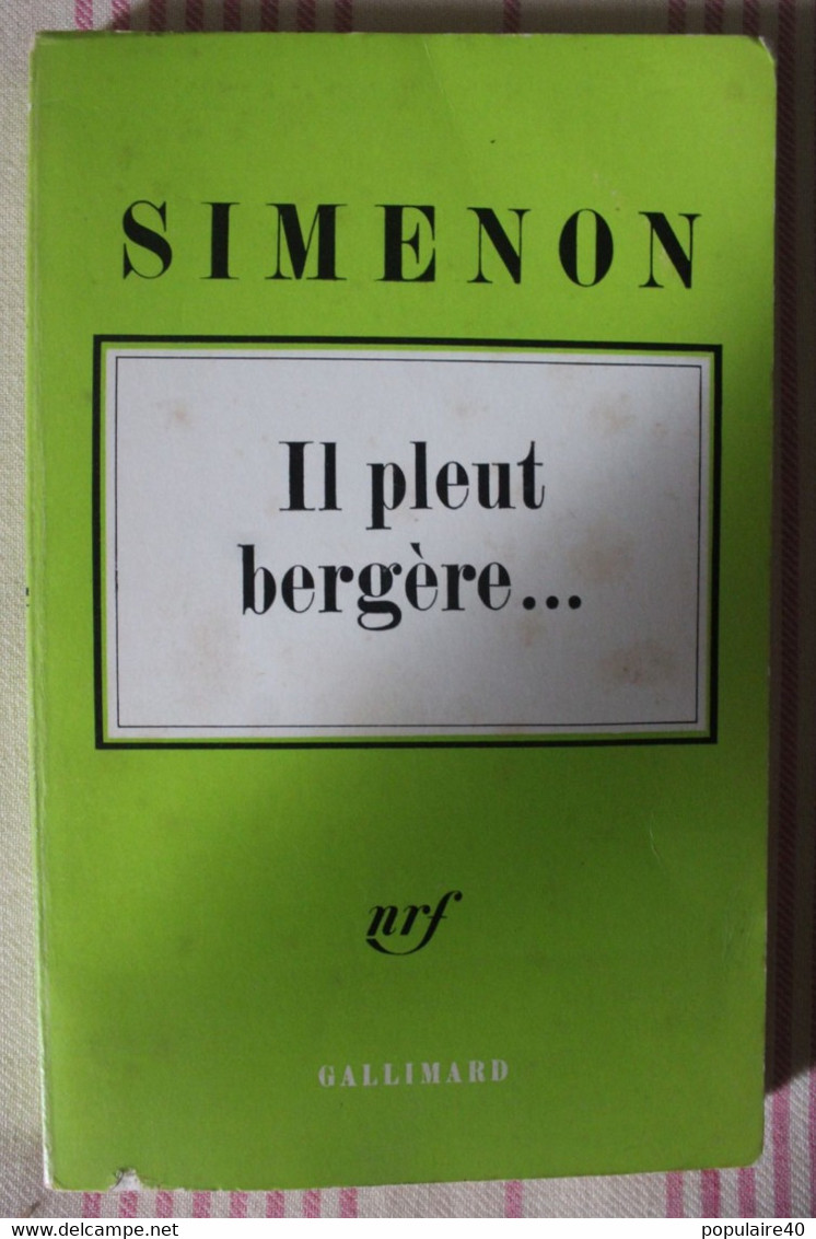 Simenon Il Pleut Bergère NRF Gallimard 1966 - Simenon