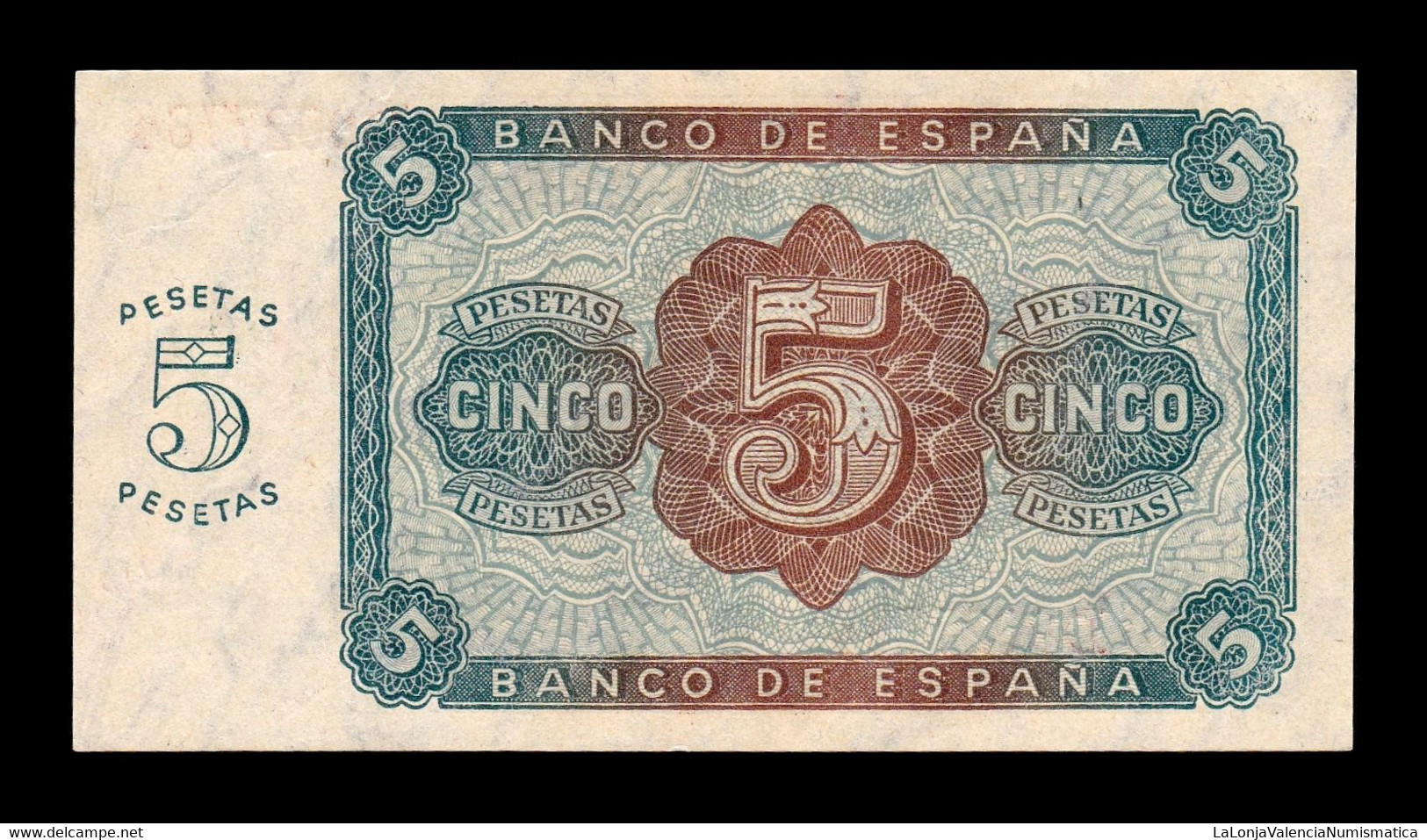 España Spain 5 Pesetas Burgos 1938 Pick 110 Serie D SC UNC - 5 Pesetas