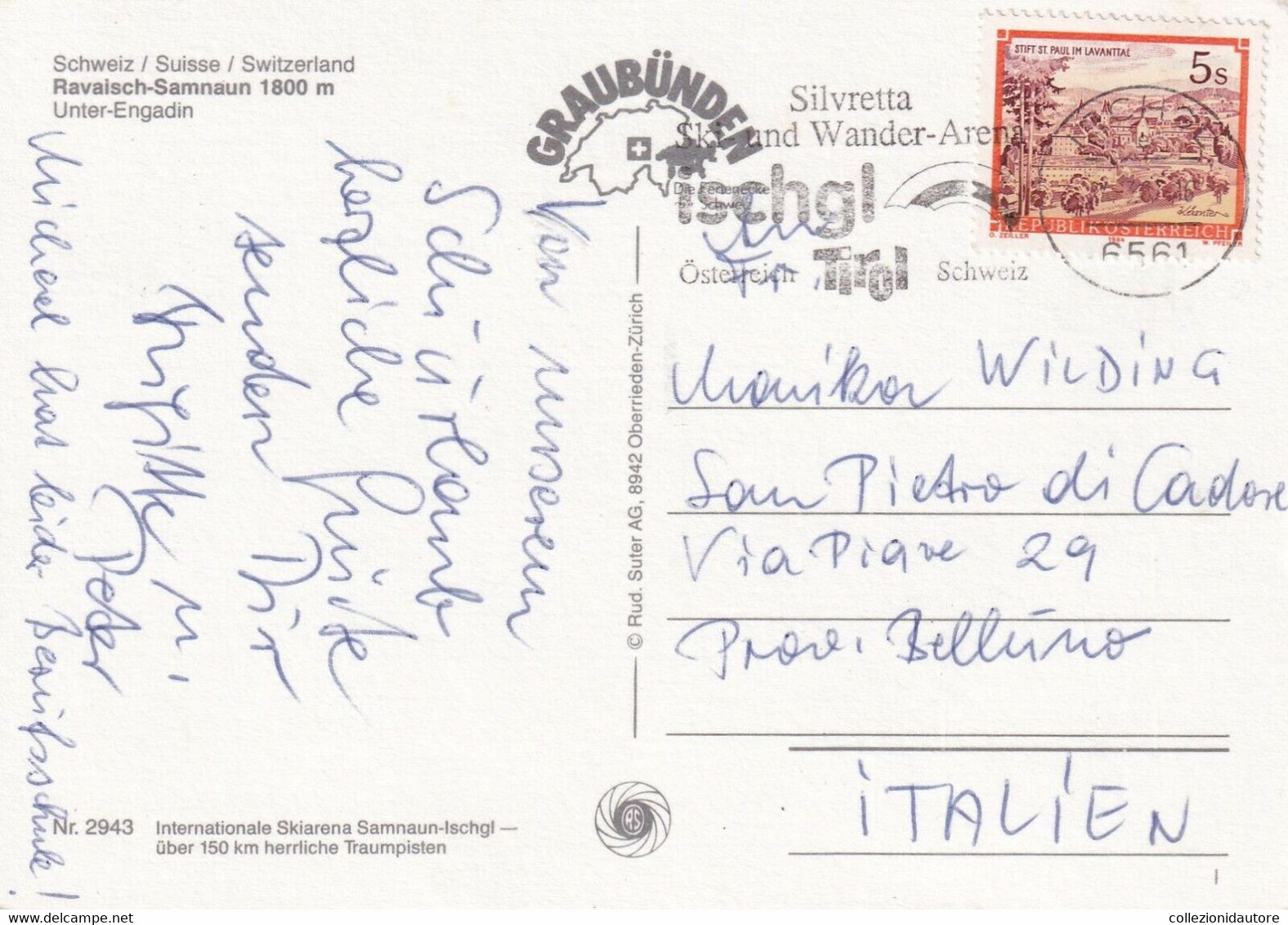SWITZERLAND - GRUSS AUS DEM SAMNAUNTAL - CARTOLINA FG SPEDITA NEL 1987 - VEDUTINE - Samnaun