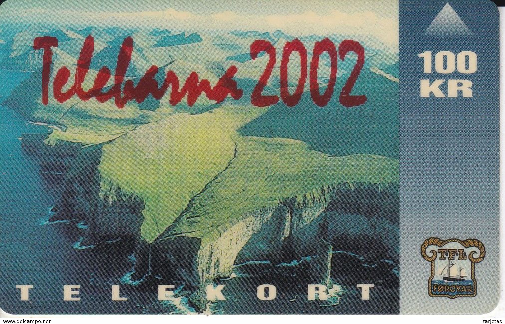 TARJETA DE LAS ISLAS FAROE DE 100 KR DE UN PAISAJE (TELEBARNA 2002) - Färöer I.