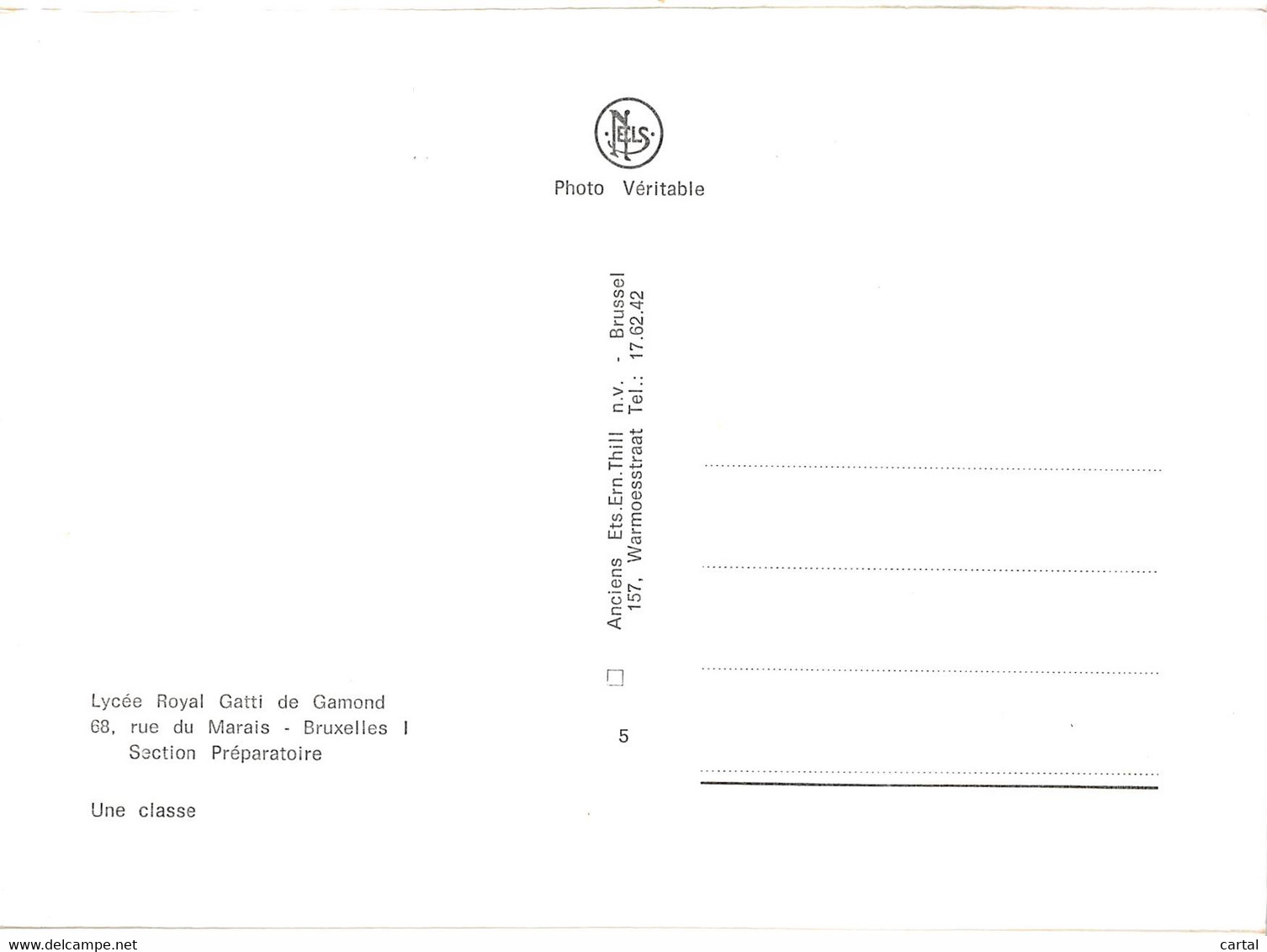 CPM - BRUXELLES - Lycée Royal Gatti De Gamond - 68, Rue Du Marais - Section Préparatoire - Une Classe - Onderwijs, Scholen En Universiteiten