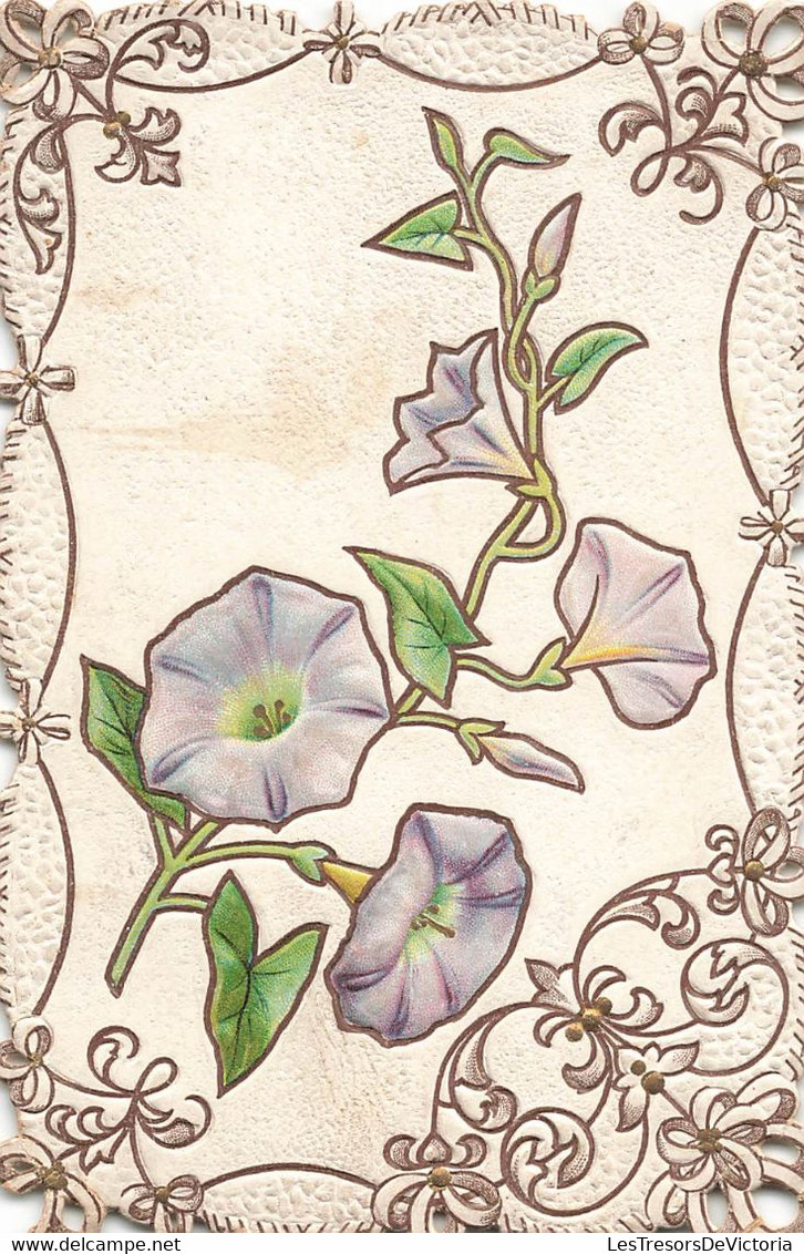 Carte Fantaisie Avec Fleurs - Liseron En Relief - 8x12cm - Fiori