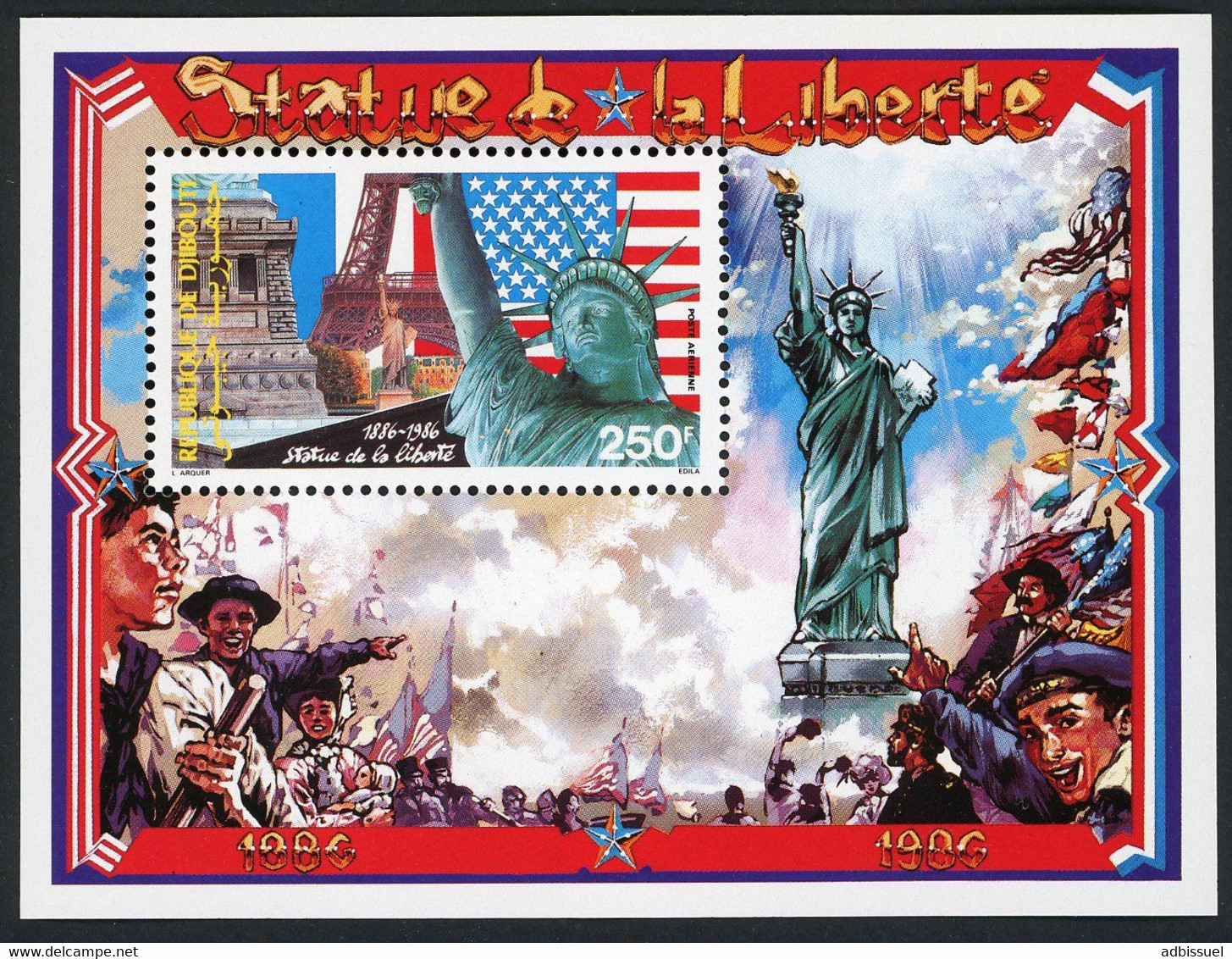 DJIBOUTI Bloc Spécial COTE 23 € Poste Aérienne N° 226 MNH ** Statue De La Liberté Statue Of Liberty. TB/VG - Dschibuti (1977-...)